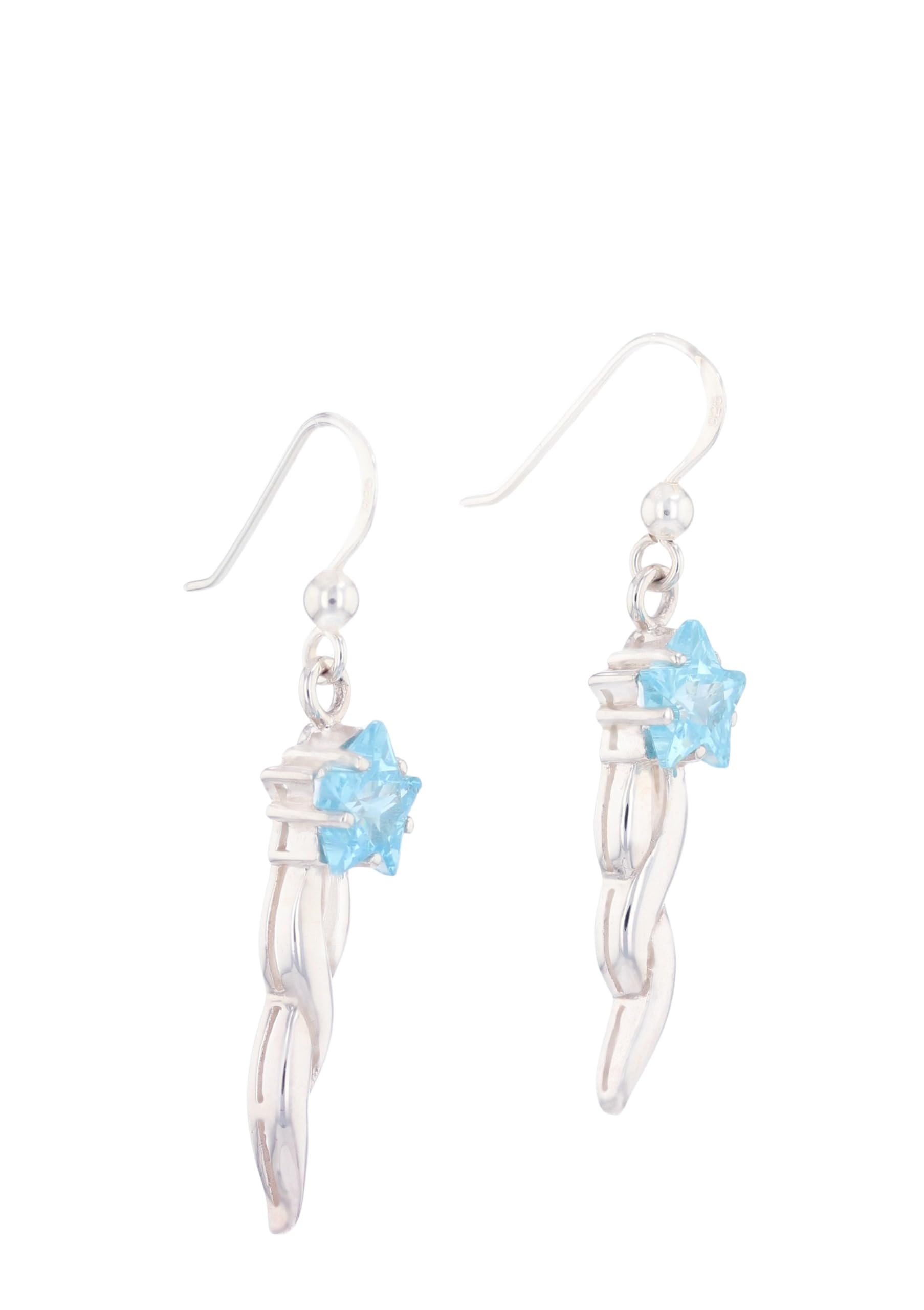 Styling Sterling Silver Shooting Star Dangle Earrings with Blue CZ - Perfect for Parties, Date Nights & Everyday Wear