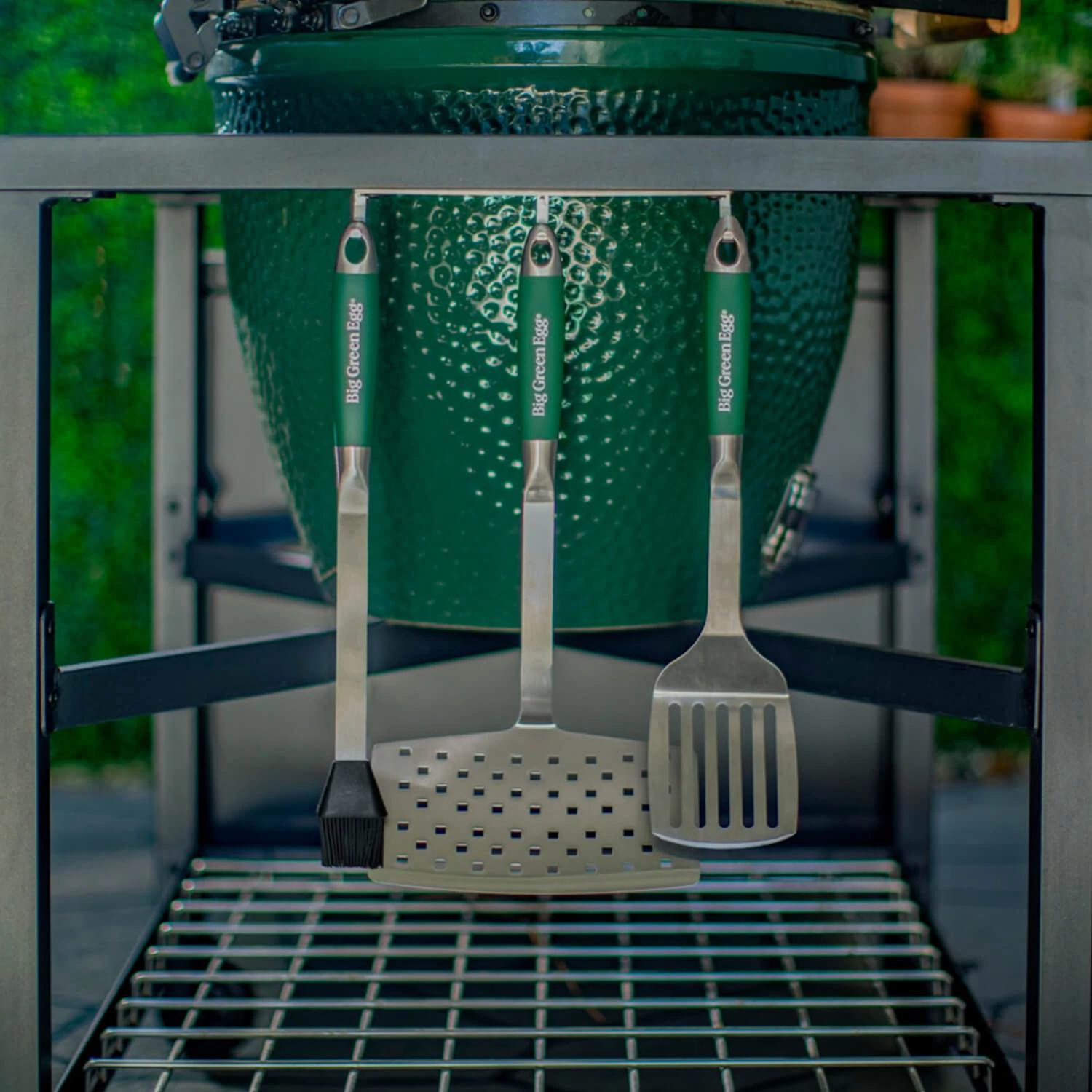 Big Green Egg 3-Piece Stainless Steel Grill Tool Set - Durable BBQ Accessories for Outdoor Cooking, Grilling & Smoking - Perfect for Backyard BBQs, Camping & Tailgating