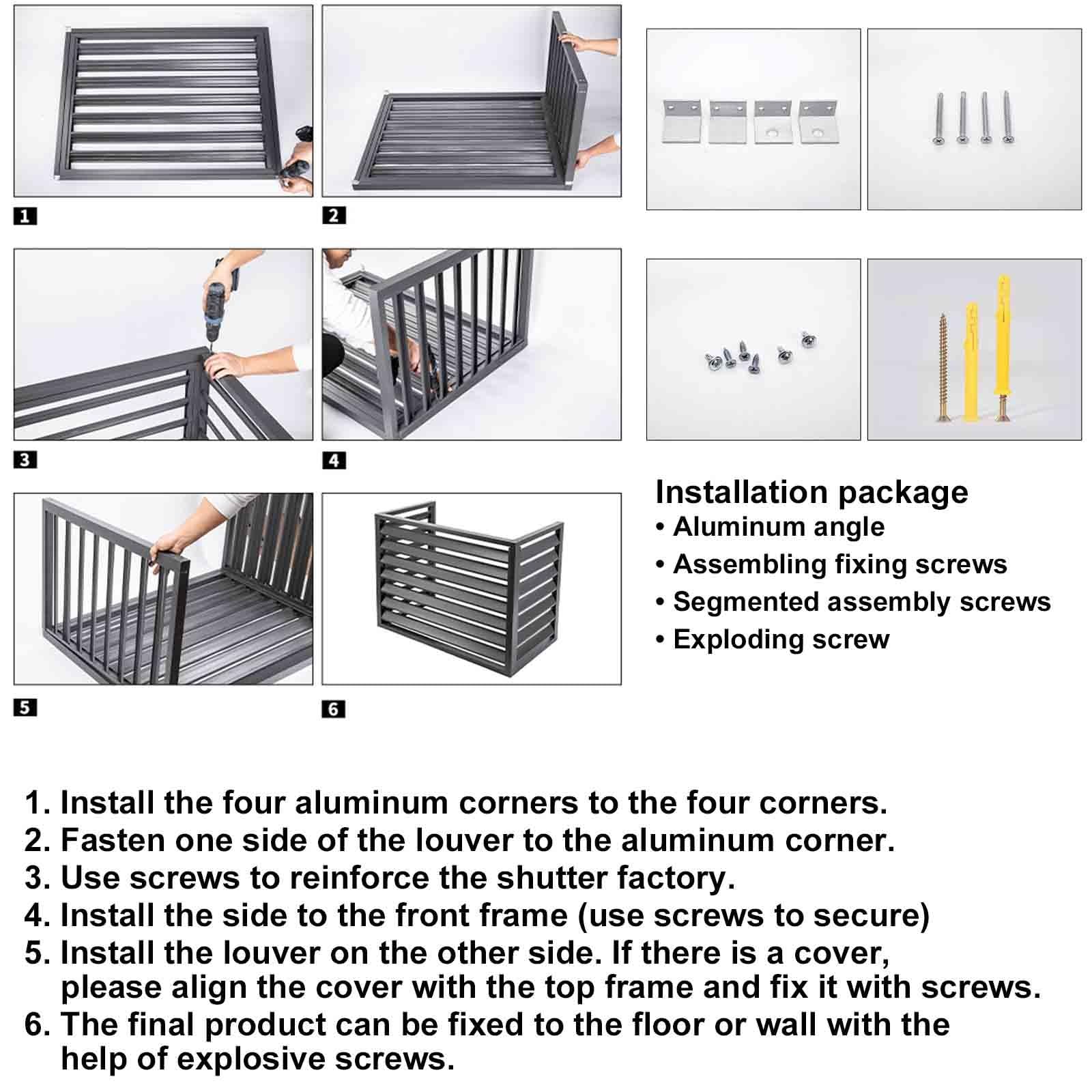 Mini Split Air Conditioner Cover - Aluminum Shutter Privacy Fence for Outdoor AC Units | Apartment Exterior Wall AC Rack | Durable & Stylish Solution for Courtyards, Patios & Outdoor Spaces
