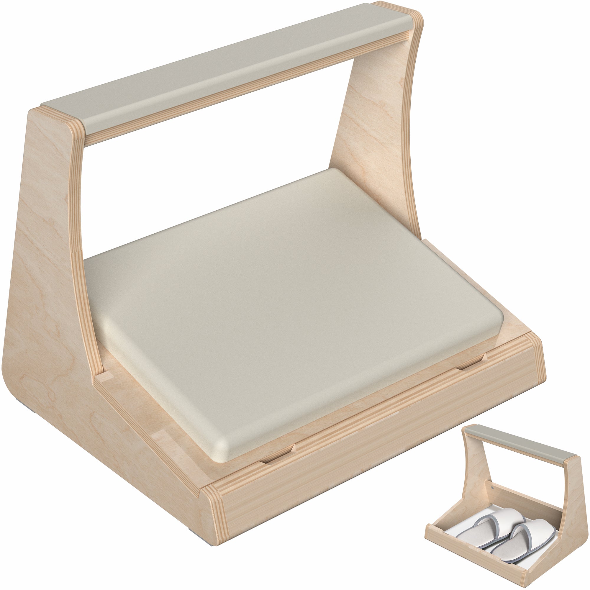Birch Wood Storage Footrest - Adjustable Height Under Desk Ottoman with Hidden Compartment for Home & Office Comfort