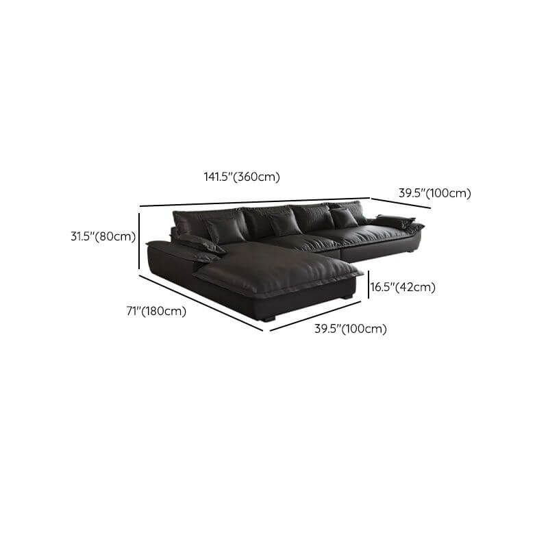 Modern L-Shaped Sectional Sofa with Chaise Lounge in Black - Sturdy Concealed Support - Perfect for Living Room, Home Theater, and Small Spaces