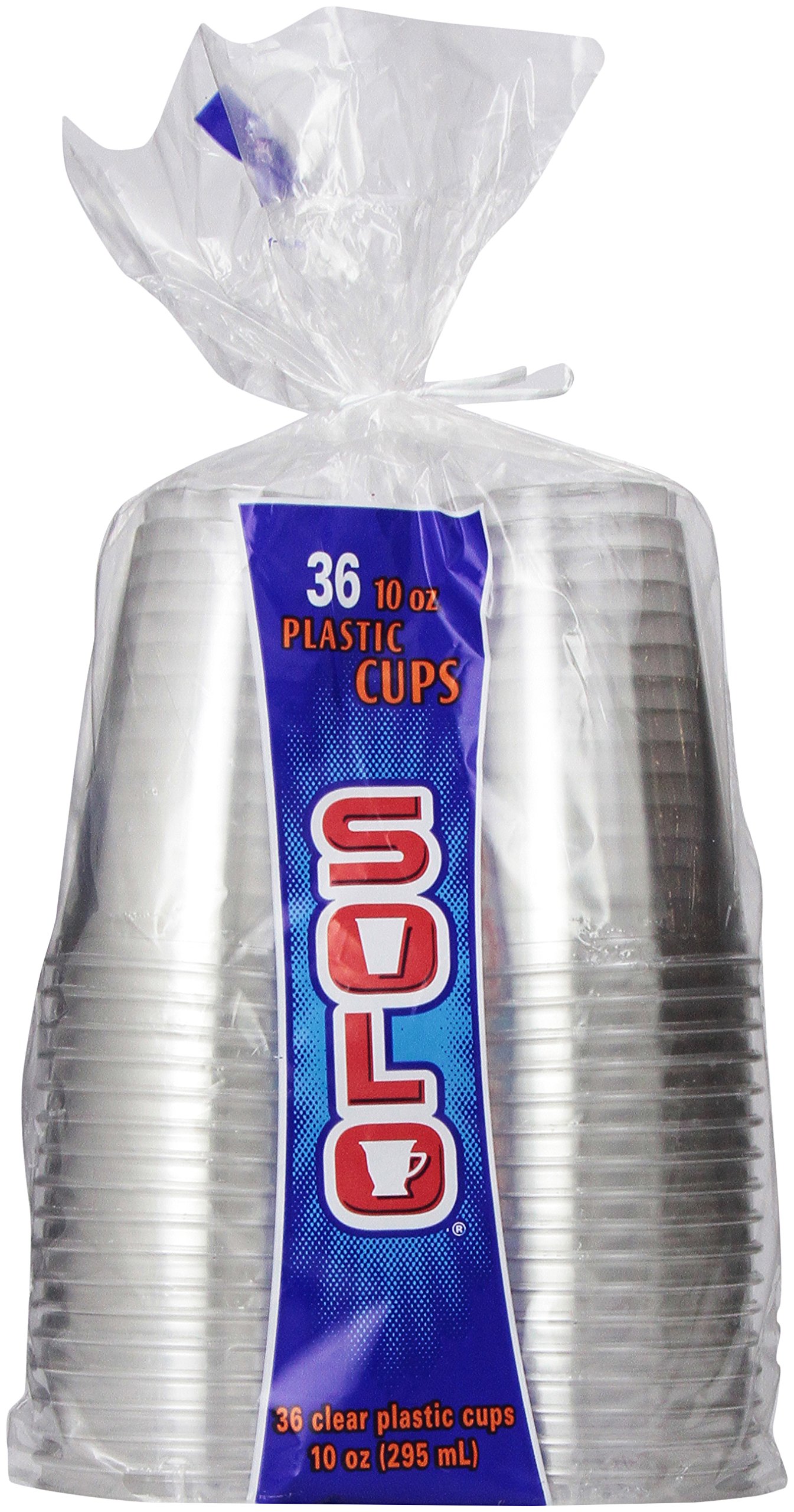 Solo Clear 10 oz Plastic Cups - Pack of 36 Disposable Drinking Cups for Parties, Picnics, BBQs & Events