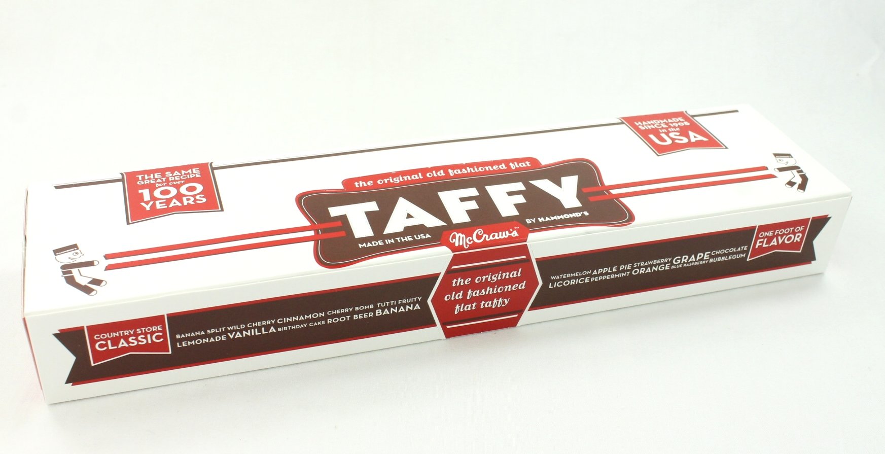 McGraw's Giant Flat Taffy Candy - 24 Pack Assorted Flavors | Bulk Stretchy Chewy Candy for Parties, Halloween Treats & Office Snacks
