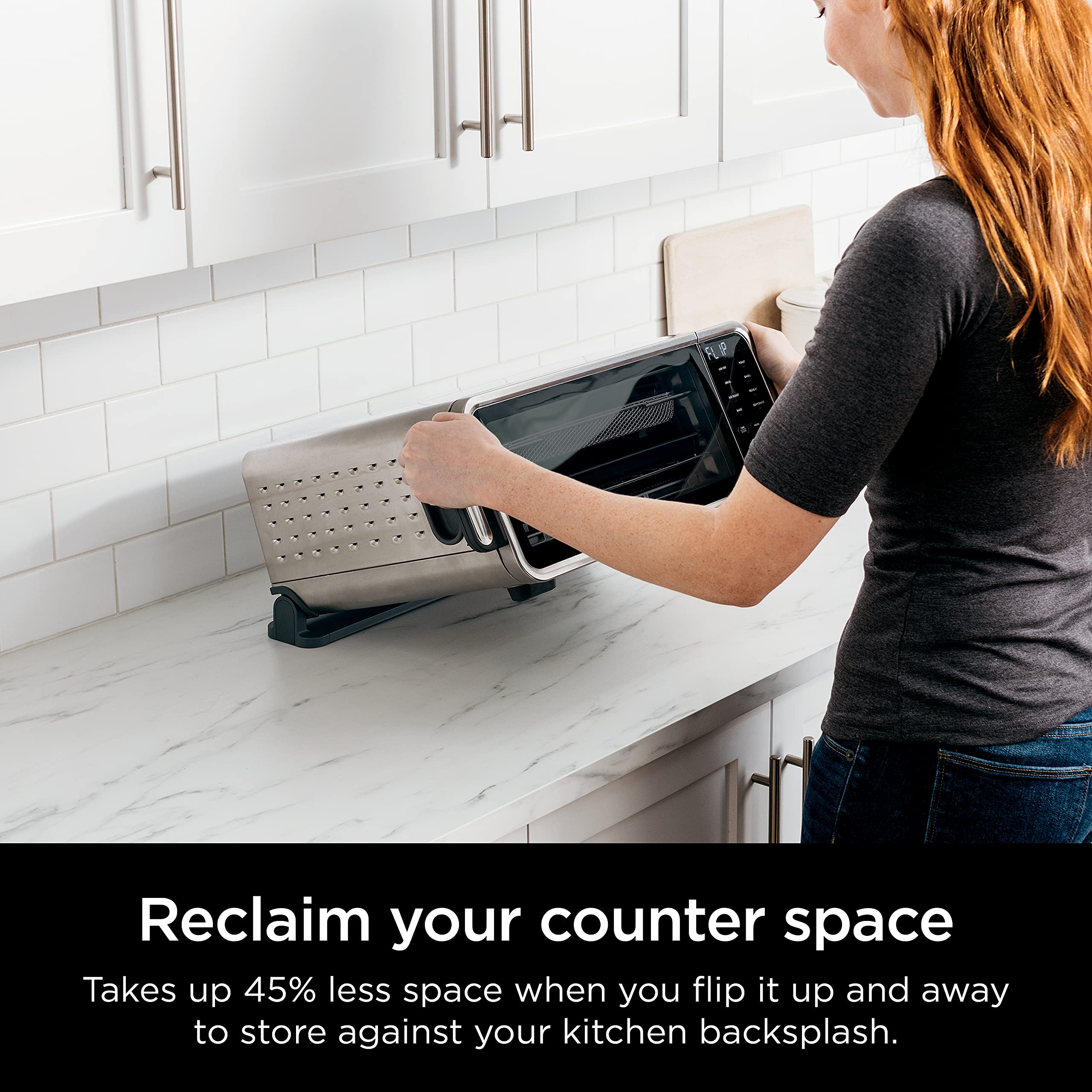 Ninja SP201 Digital Air Fryer Pro 8-in-1 Countertop Oven with XL Capacity - Air Fry, Bake, Roast & More | Extended Height Design with Flip-Up Storage | Includes Air Fry Basket, Wire Rack & Crumb Tray | Perfect for Small Kitchens, Dorms & RV Cooking (Silver)