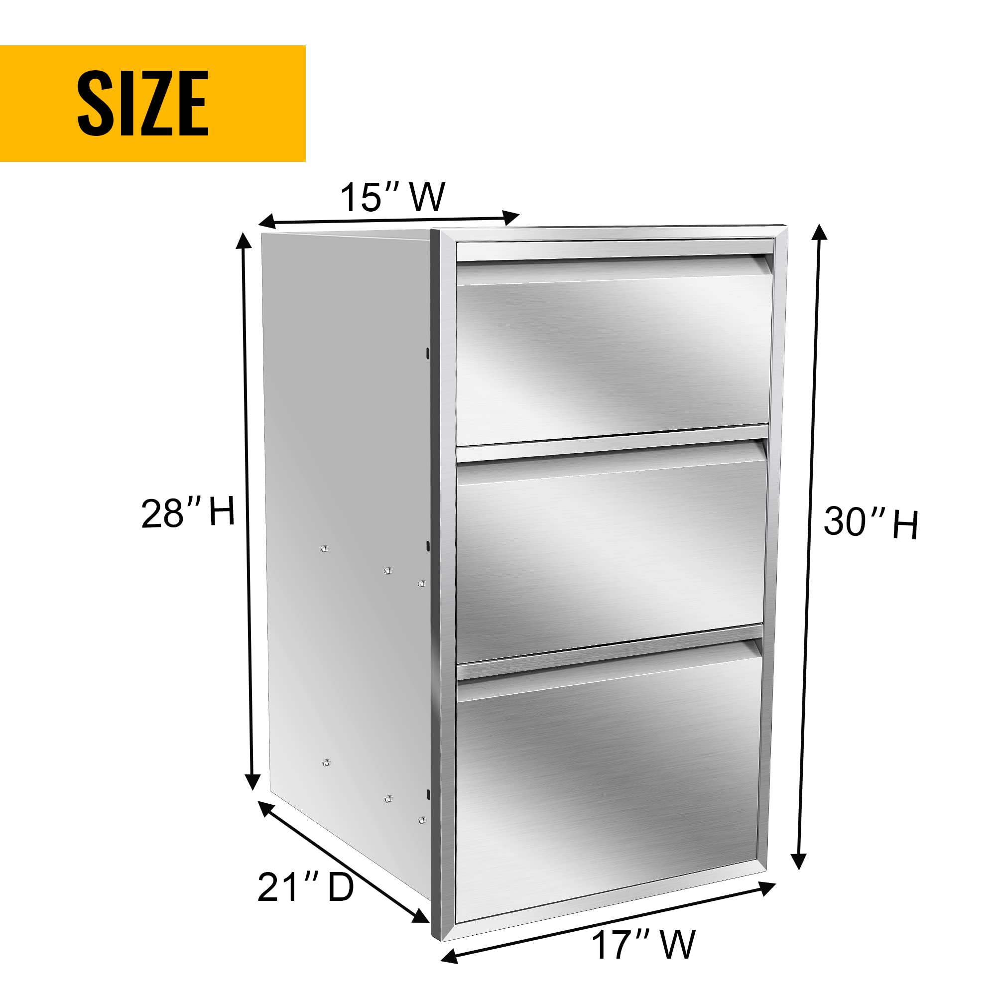 Stainless Steel Outdoor Kitchen Drawer - Flush Mount BBQ Access Drawer without Handle for Kitchen Island (17