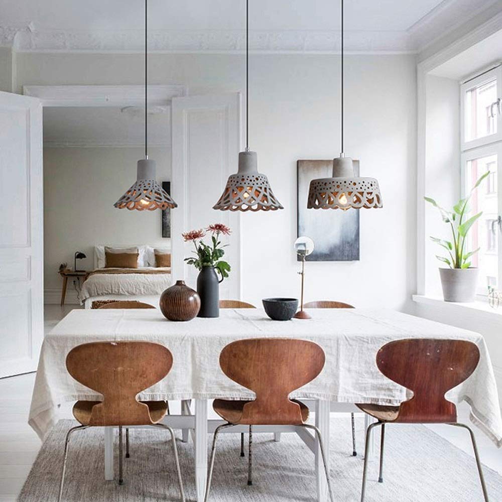 Modern LED Chandelier Light - Adjustable 3-Head Cement Ceiling Lamp with Art Deco Design for Living Room, Dining Room & Hallway | Energy Efficient Dimmable Pendant Lighting for Home Decor & Interior Design