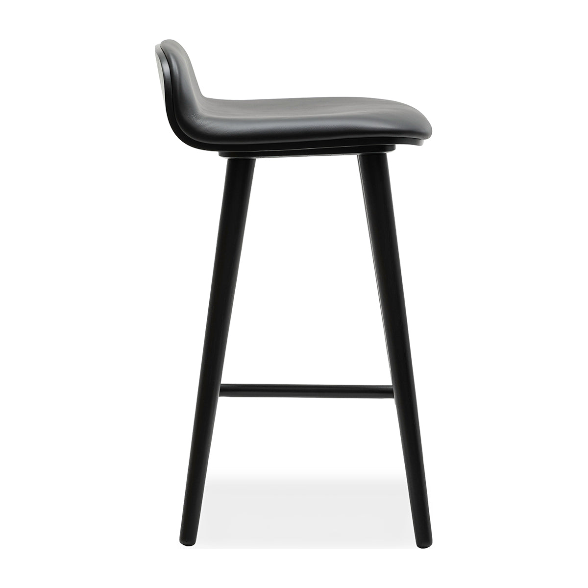 Premium Black Leather Bar Stool - Adjustable Height Modern Counter Stool for Kitchen Island, Home Bar & Dining Room - Comfortable PU Leather Seat with Metal Base