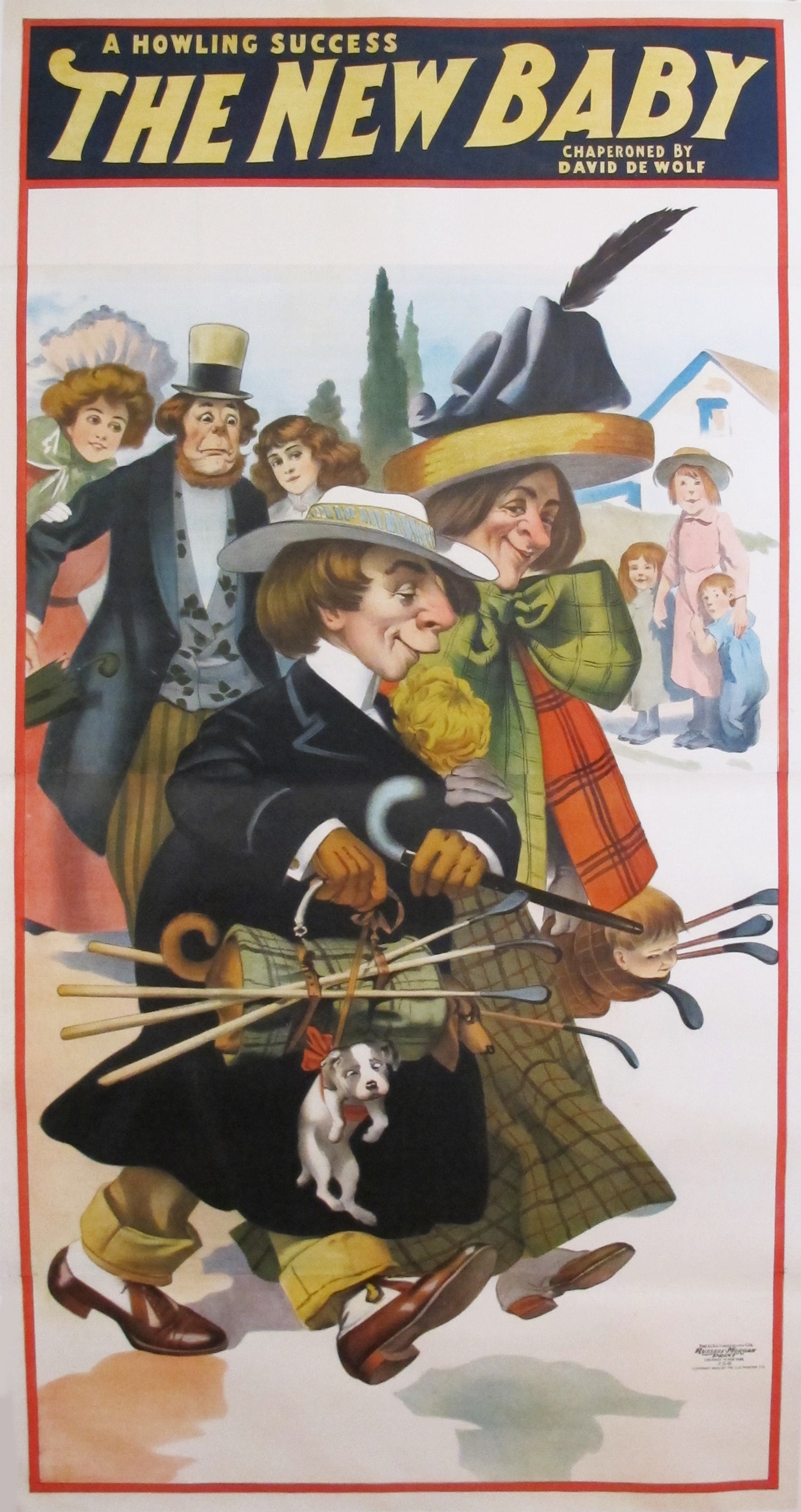 1901 Original American Theater Poster - The New Baby - Vintage Collectible for Home Decor, Theater Memorabilia & Antique Enthusiasts