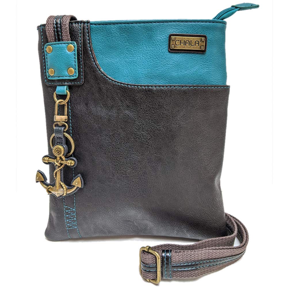 Chala SWING Pack Small Cross-Body Purse for Women - Lightweight Shoulder Bag with Metal Mini Keychain (Black Anchor) - Perfect for Travel, Shopping & Everyday Use