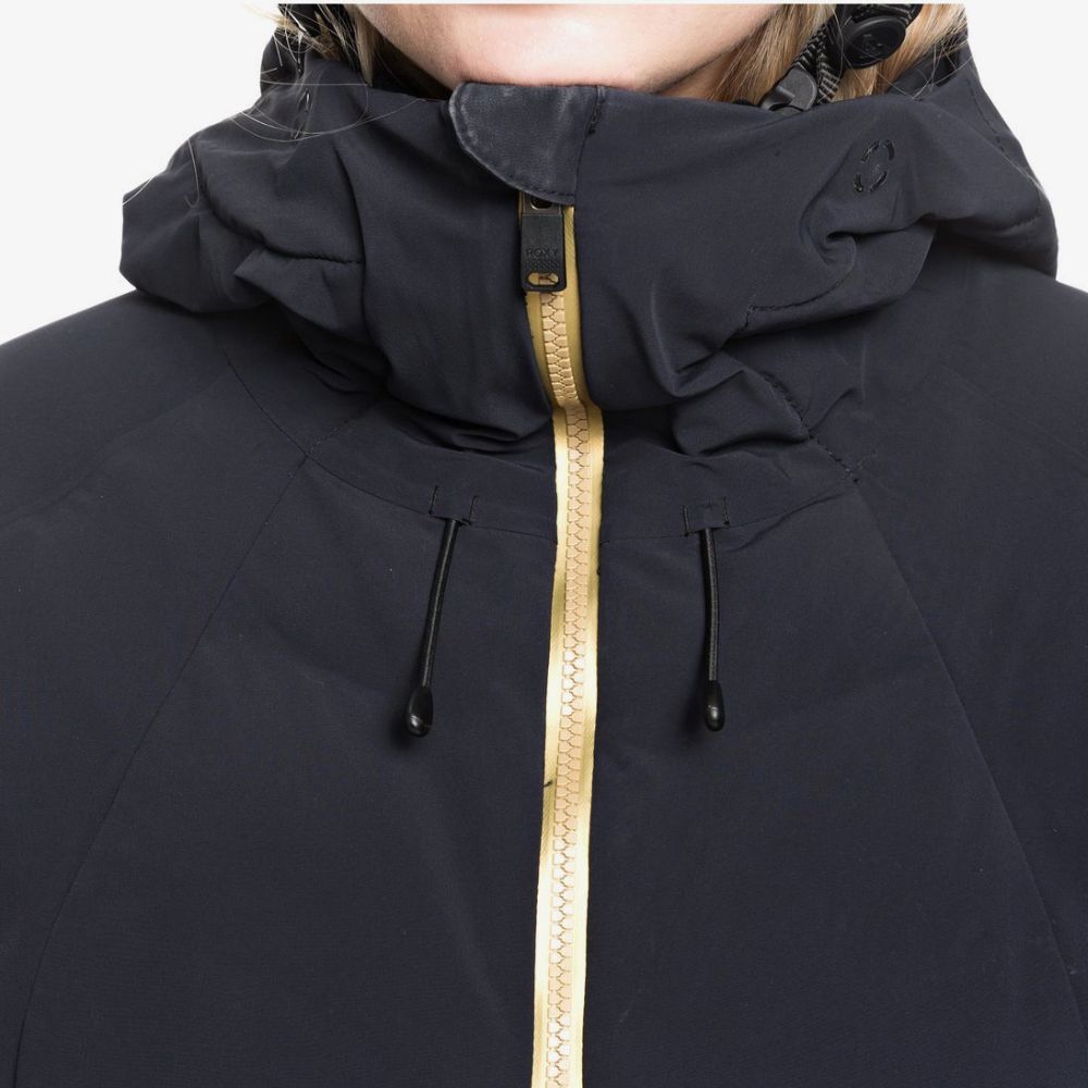 Roxy Premiere Women's Heated Ski Jacket - Waterproof Winter Coat with Battery Heater for Snowboarding & Cold Weather - True Black - Perfect for Ski Resorts, Mountain Hiking & Outdoor Adventures