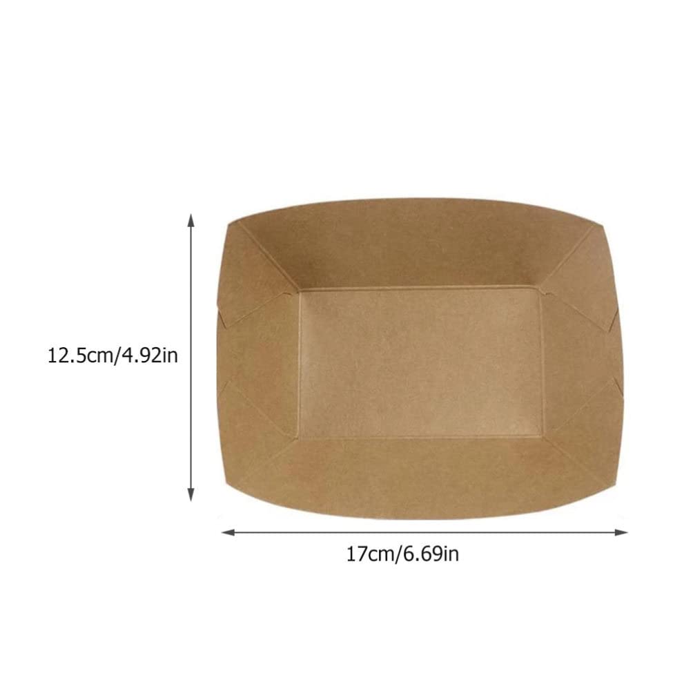 Disposable Kraft Paper Food Trays 50Pcs - Eco-Friendly Snack Serving Trays for Nachos, Fries, Hot Dogs | Perfect for Carnivals, Fairs, Festivals, Parties & Picnics | Sturdy Appetizer & Condiment Holder for Easy Outdoor Dining