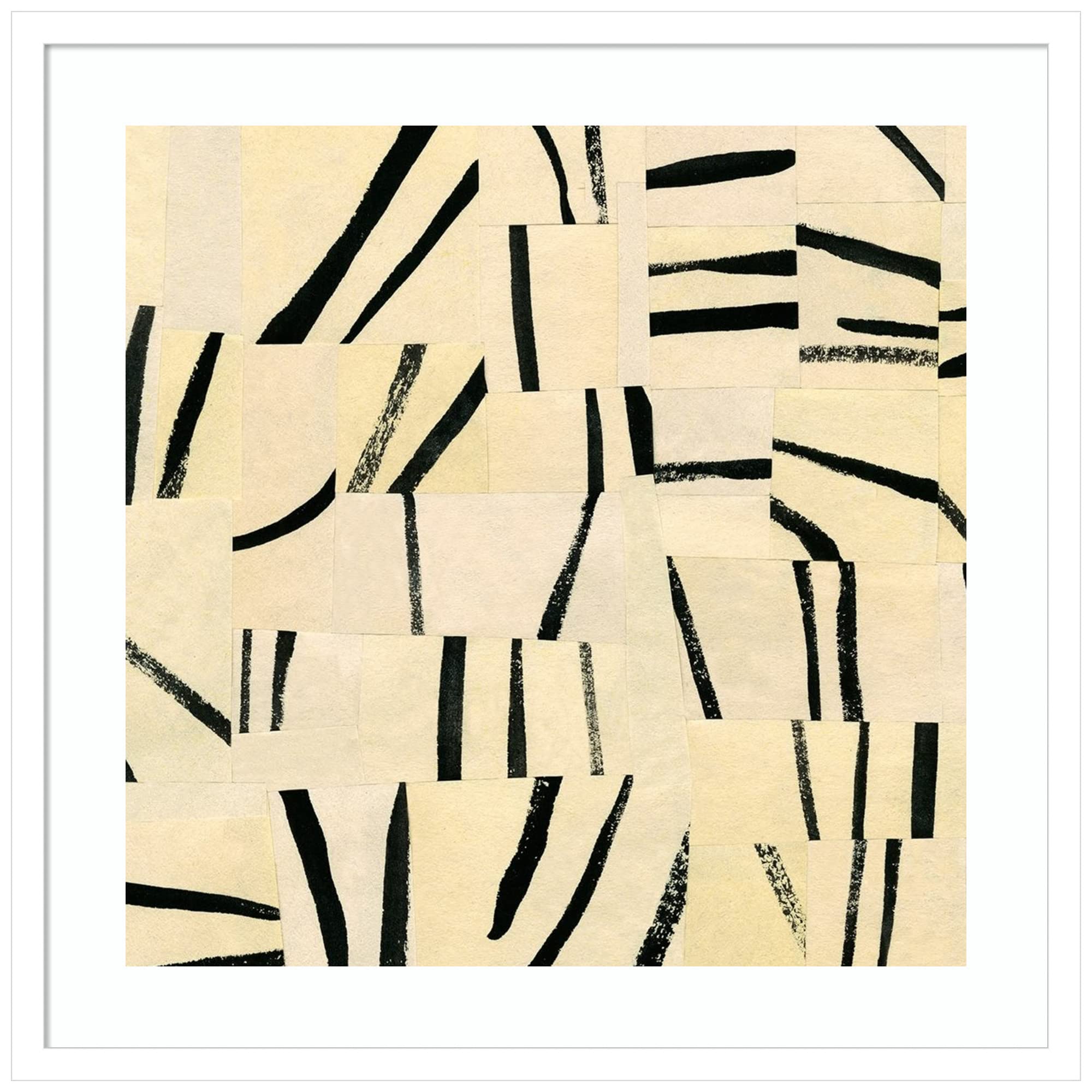 Abstract Grid I Wall Art Print by Emma Caroline - 25x25 Inch Wood Framed Canvas Painting with Svelte White Frame - Modern Home & Office Decor for Living Room, Bedroom, Dining Area