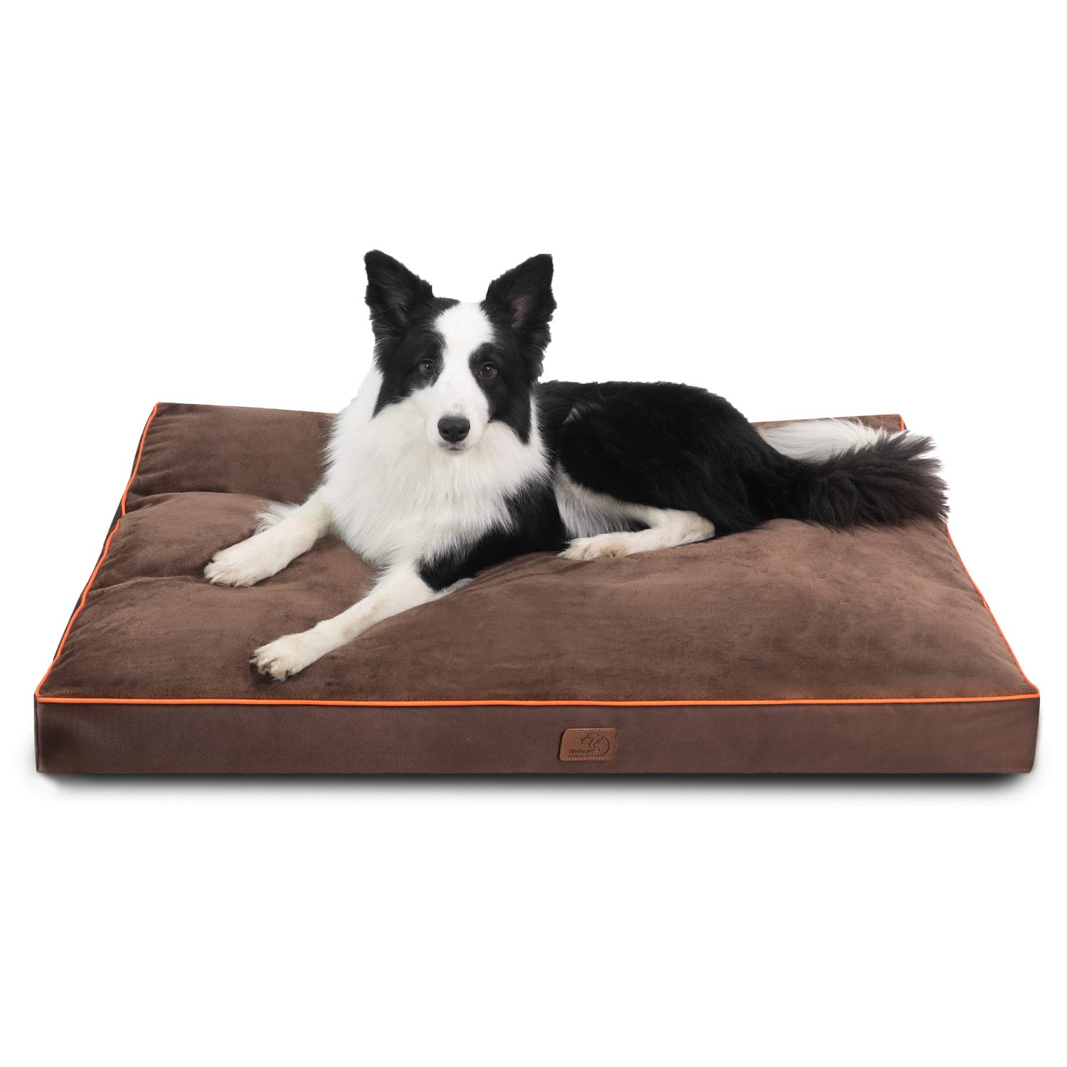 Bedsure Waterproof Dog Bed for Extra Large Dogs - 4 Inch Thick Orthopedic Support for Pets Up to 100lbs, Washable Removable Cover, Brown - Perfect for Crates, Floors & Kennels