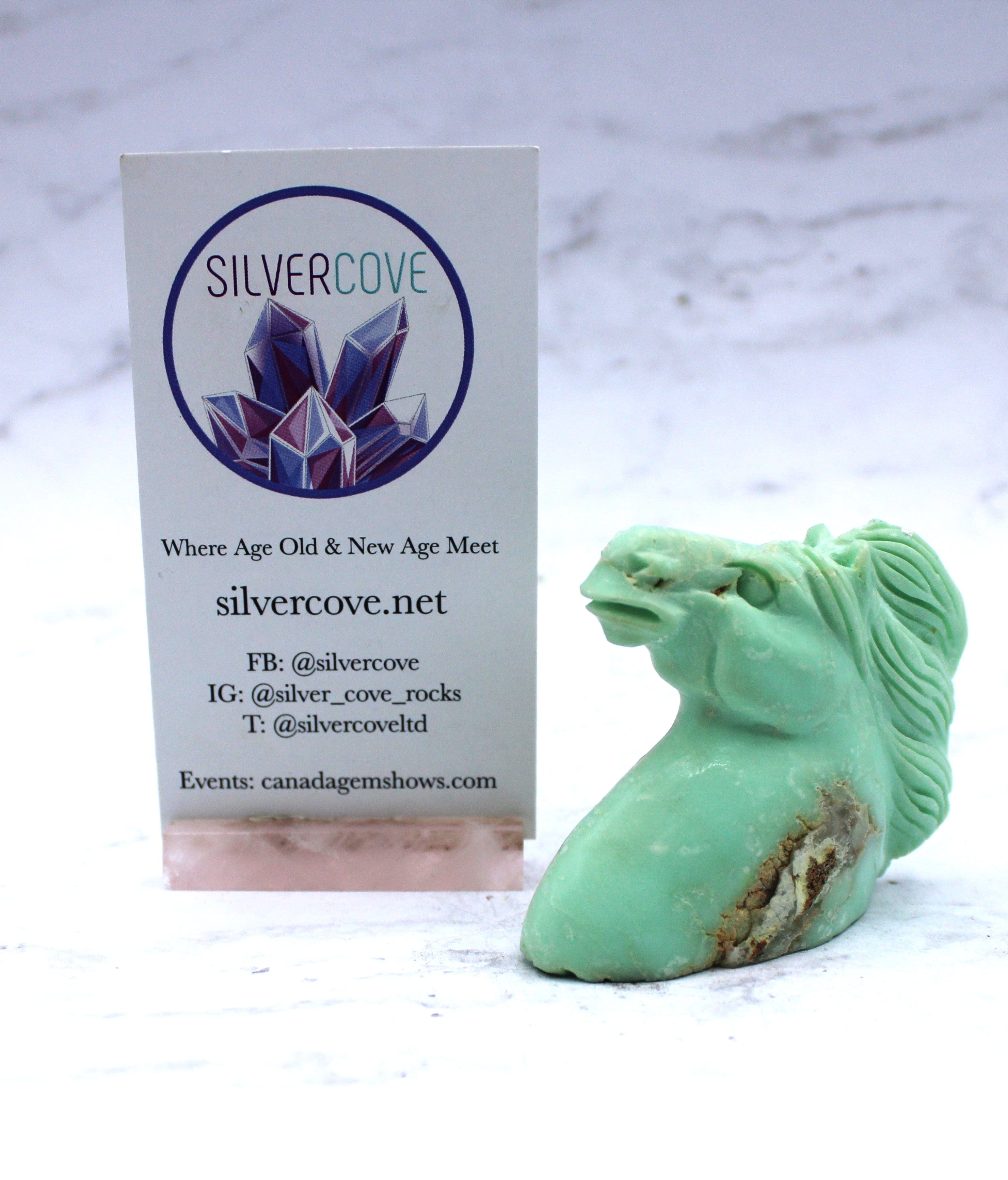 Natural Green Chrysoprase Gemstone Horse Carving - Handmade Spiritual Decor for Home, Office & Feng Shui - Perfect Gift for Collectors & Horse Lovers