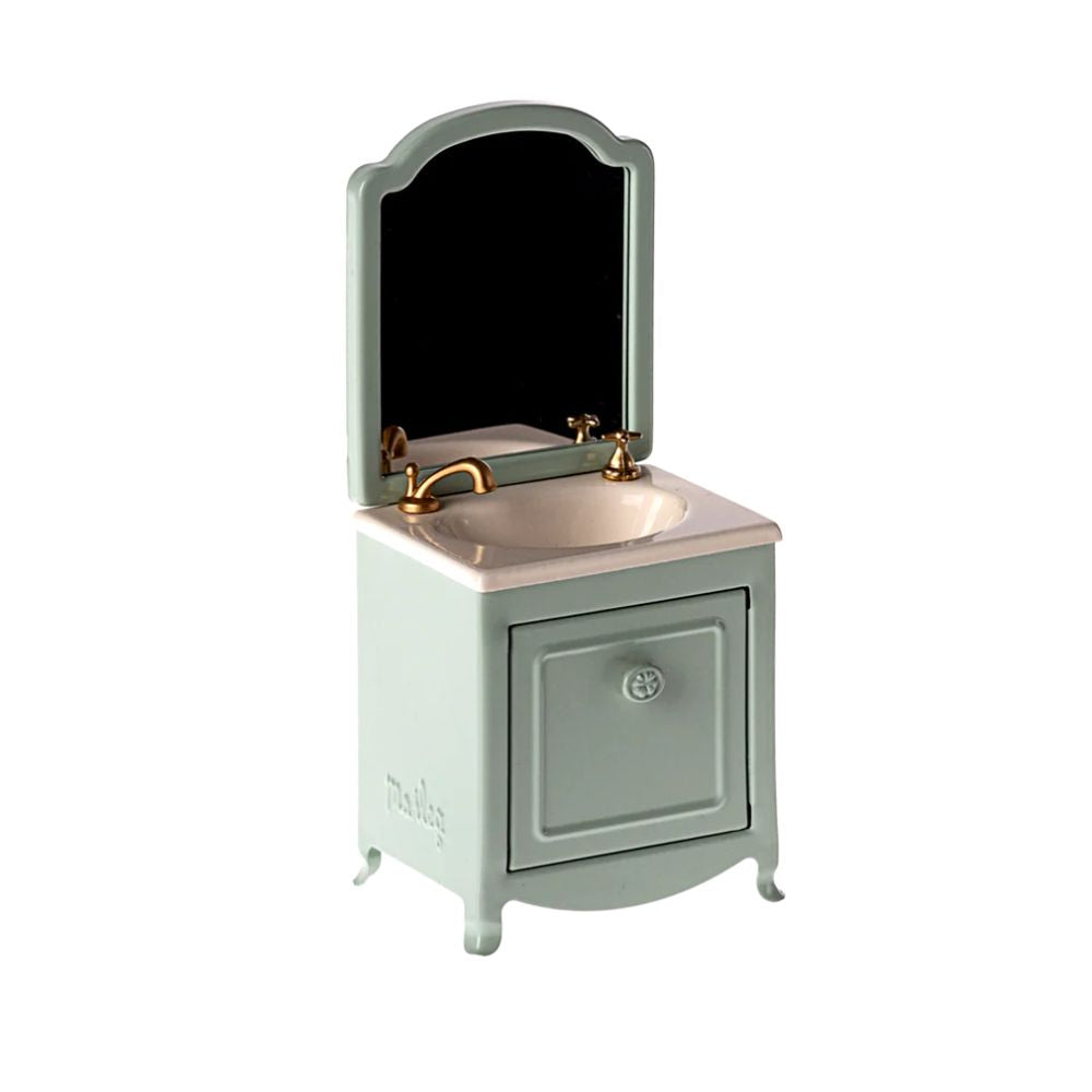 Maileg Miniature Sink Dresser for Mouse Castle Playset - Mint Green Dollhouse Furniture for Pretend Play & Kids Room Decor