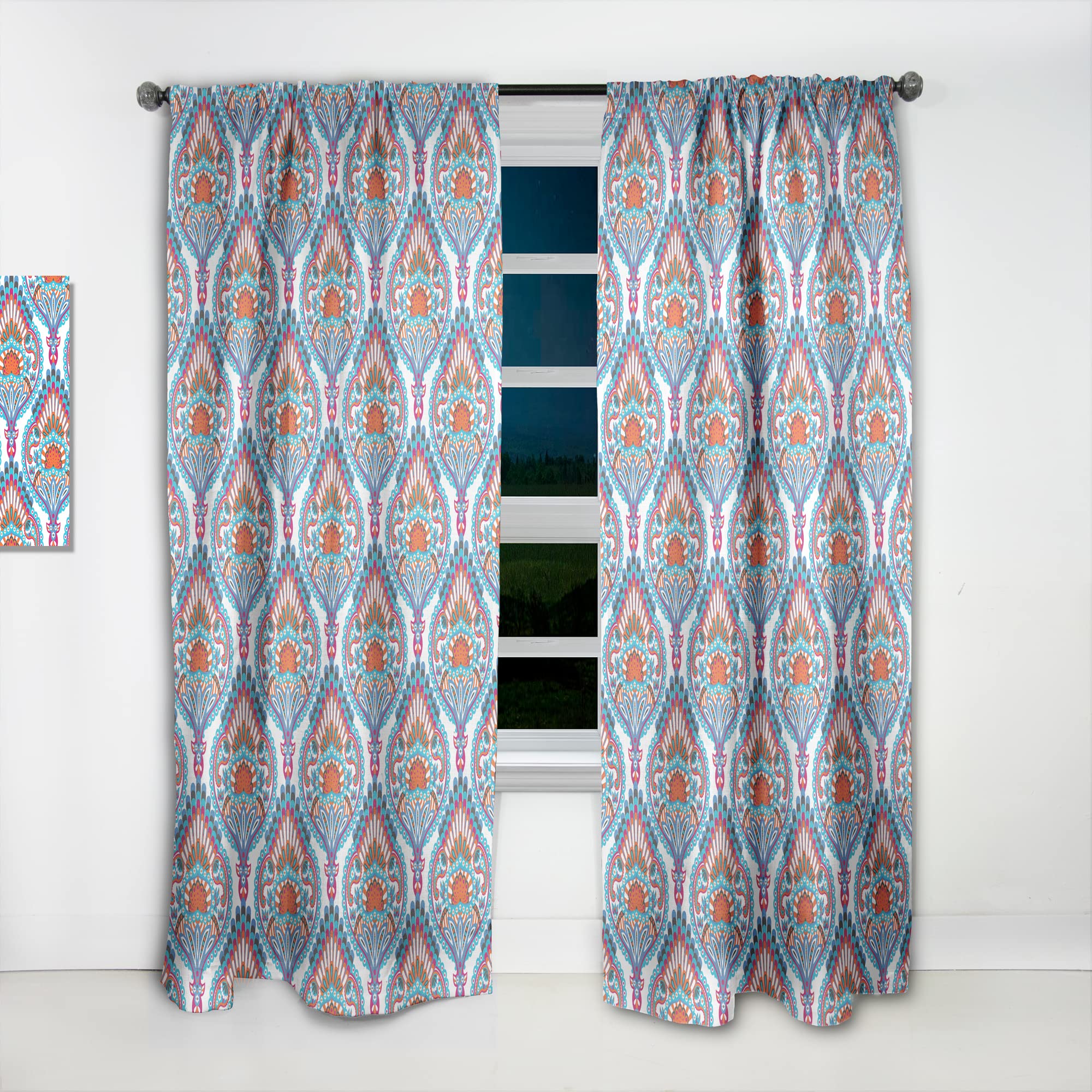 DesignQ Damask Pattern Thermal Insulated Curtains - 52x120 Single Panel for Bedroom & Living Room - Elegant Window Drapes for Home Decor & Light Blocking