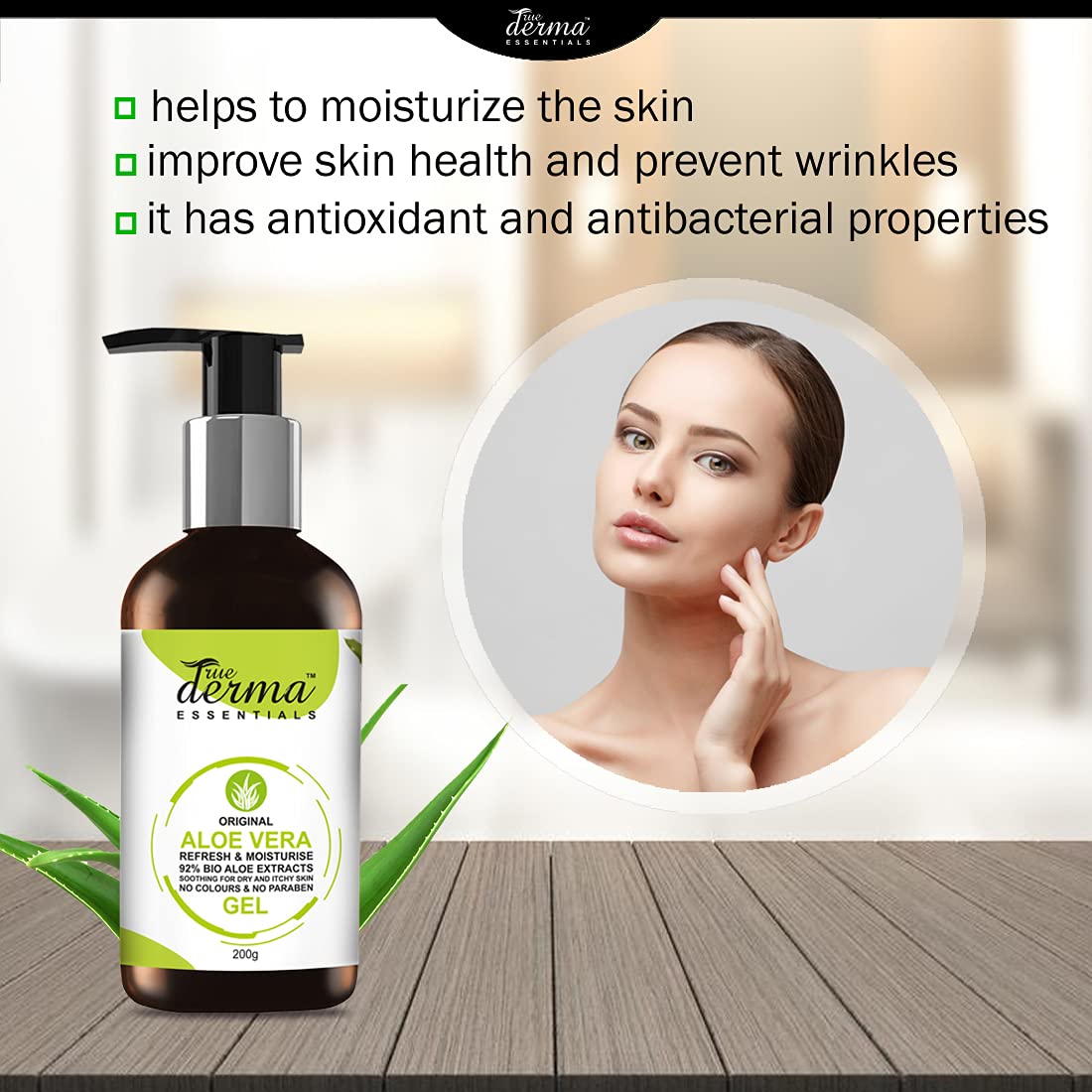 True Derma Essentials Pure Aloe Vera Gel for Face & Body - 6.76 fl oz (200ml) - Soothing Moisturizer for Sunburn, Dry Skin & Hair Care - Natural After Sun Relief & Hydration