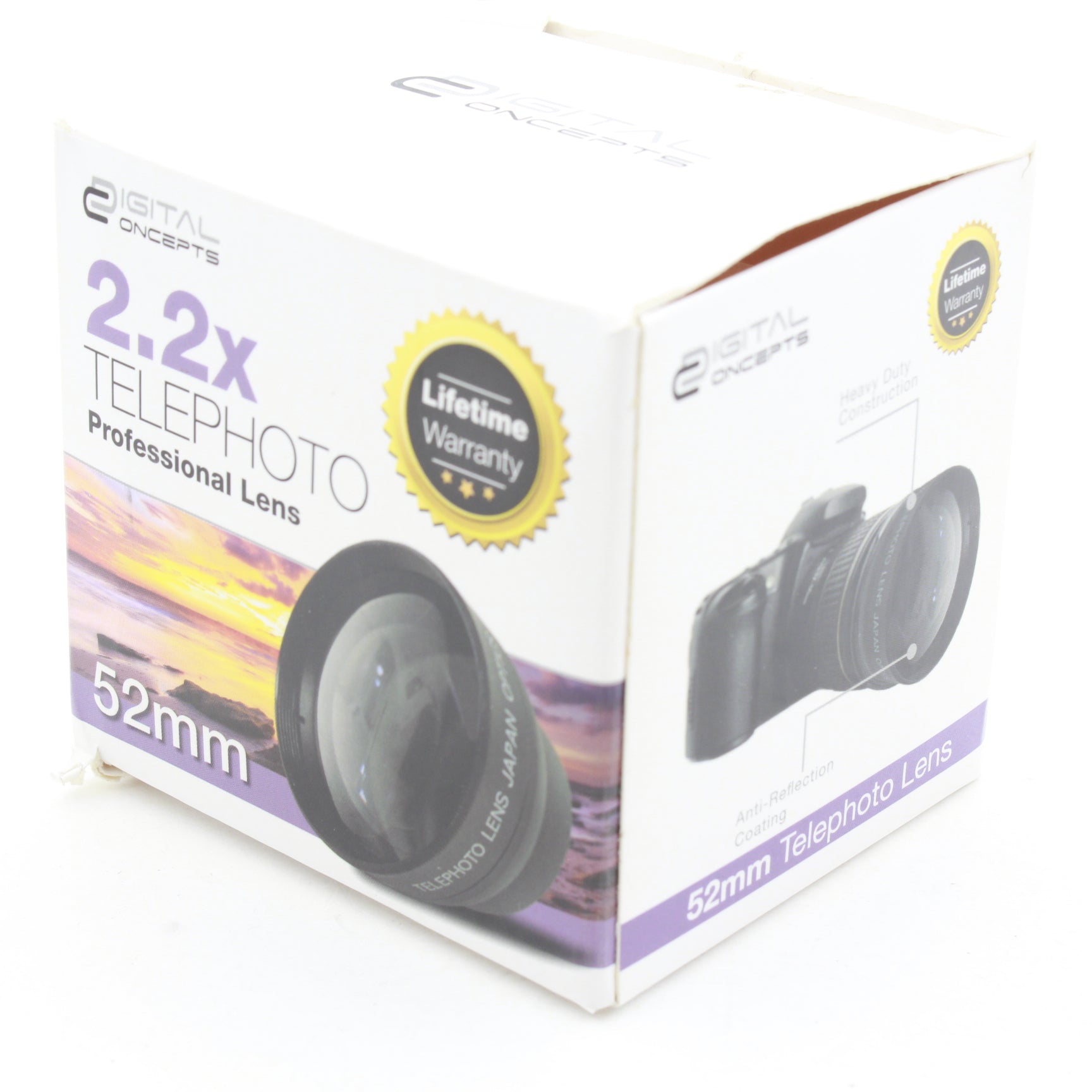 Used Digital Concepts 2.2x Telephoto 52mm Professional Camera Lens for DSLR - Perfect for Wildlife, Sports & Portrait Photography