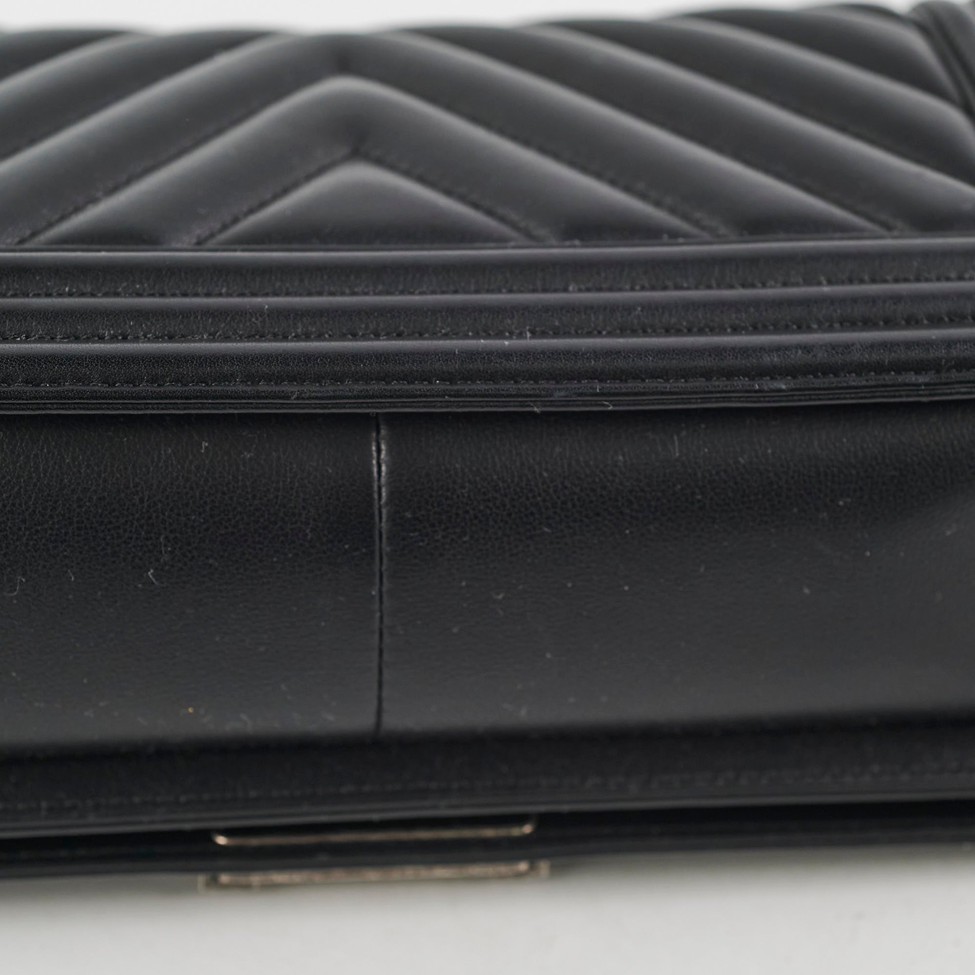 Chanel Boy Old Medium Black Chevron Quilted Lambskin Leather Handbag - Luxury Crossbody Bag for Women, Perfect for Parties, Dates & Evening Events