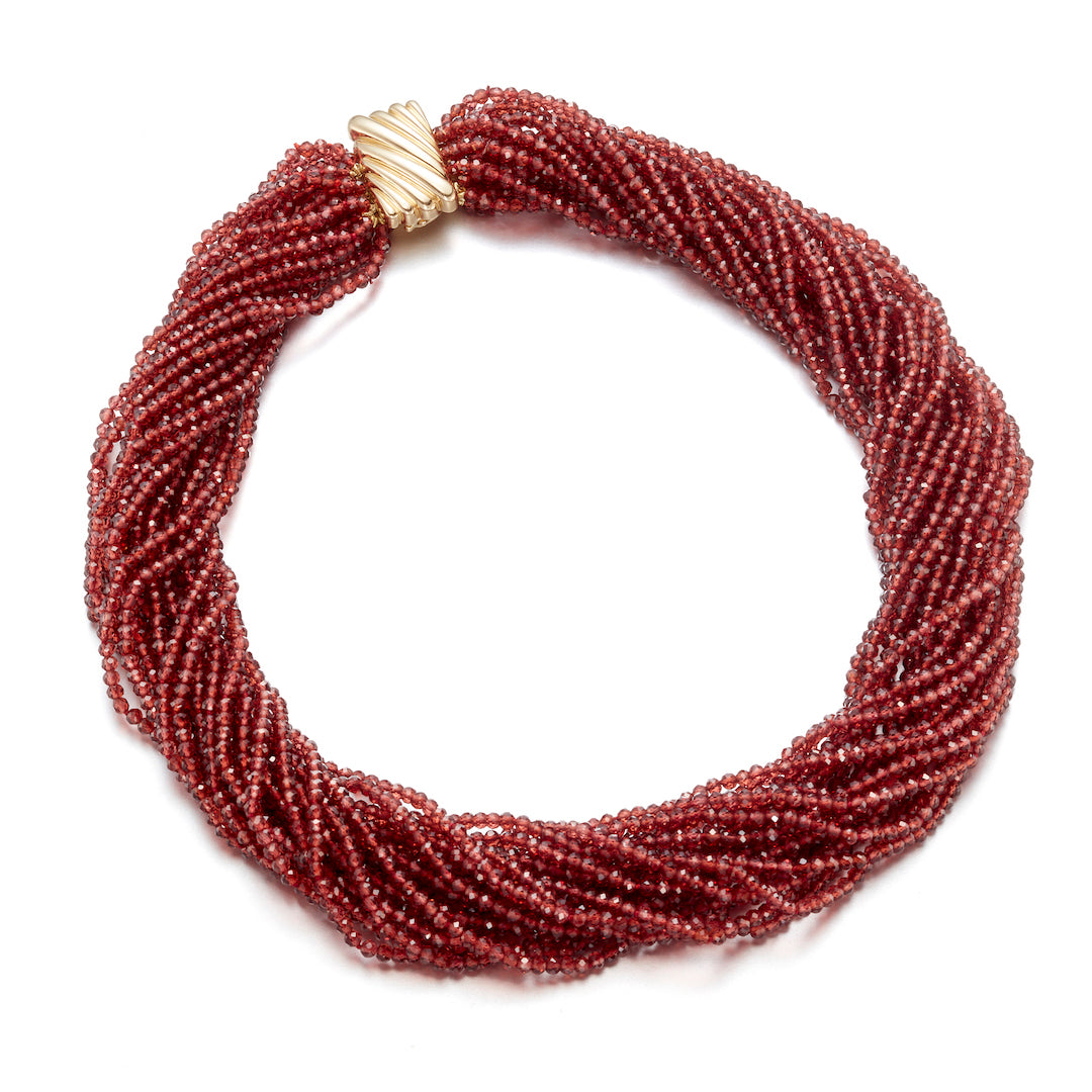 Garnet 20 Strand Twist Necklace for Women - Elegant Bohemian Jewelry for Party, Wedding & Everyday Wear
