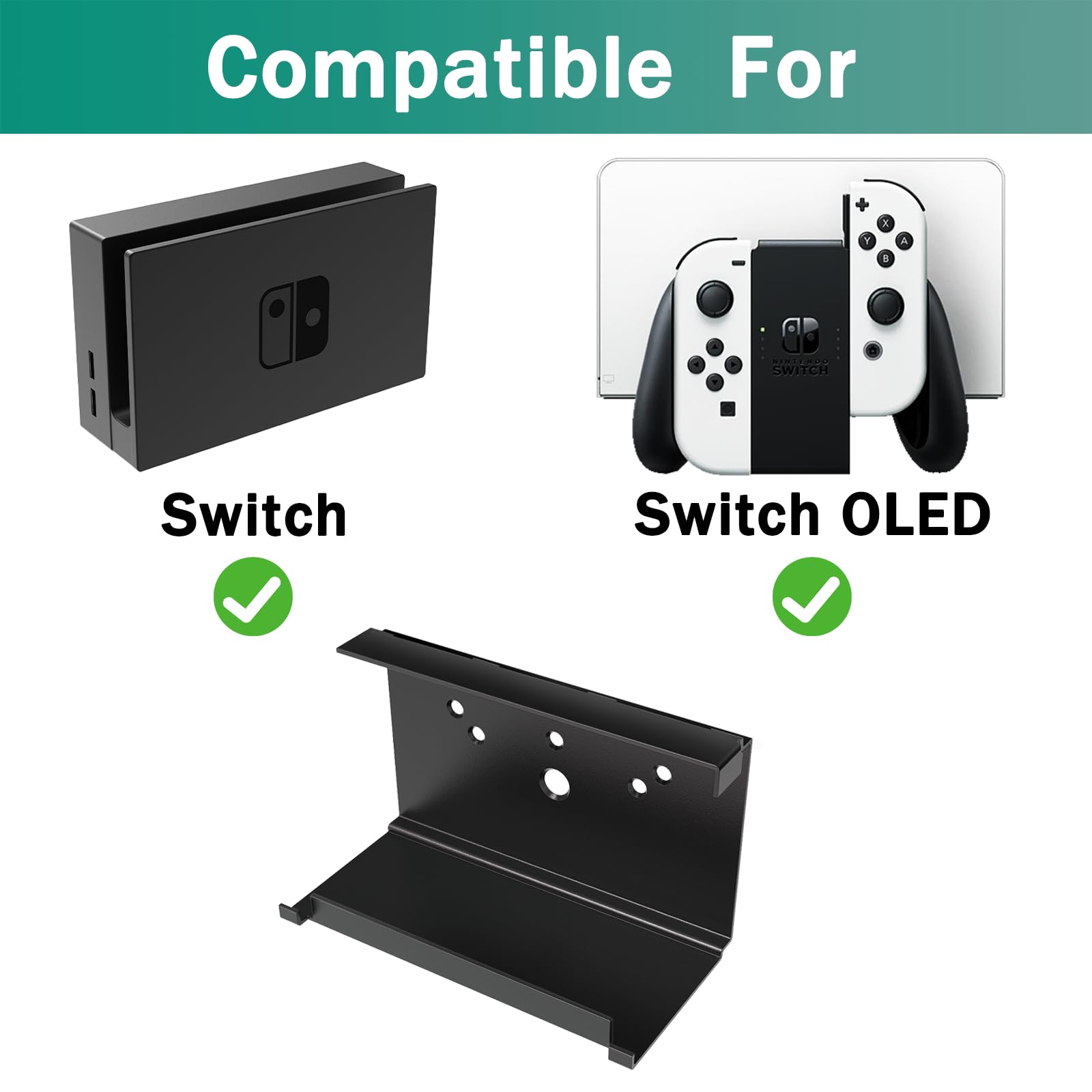Nintendo Switch Wall Mount Bracket - Universal Holder for Switch & Switch OLED - Secure Console Storage Kit - Perfect for Living Room, Bedroom, or Gaming Setup