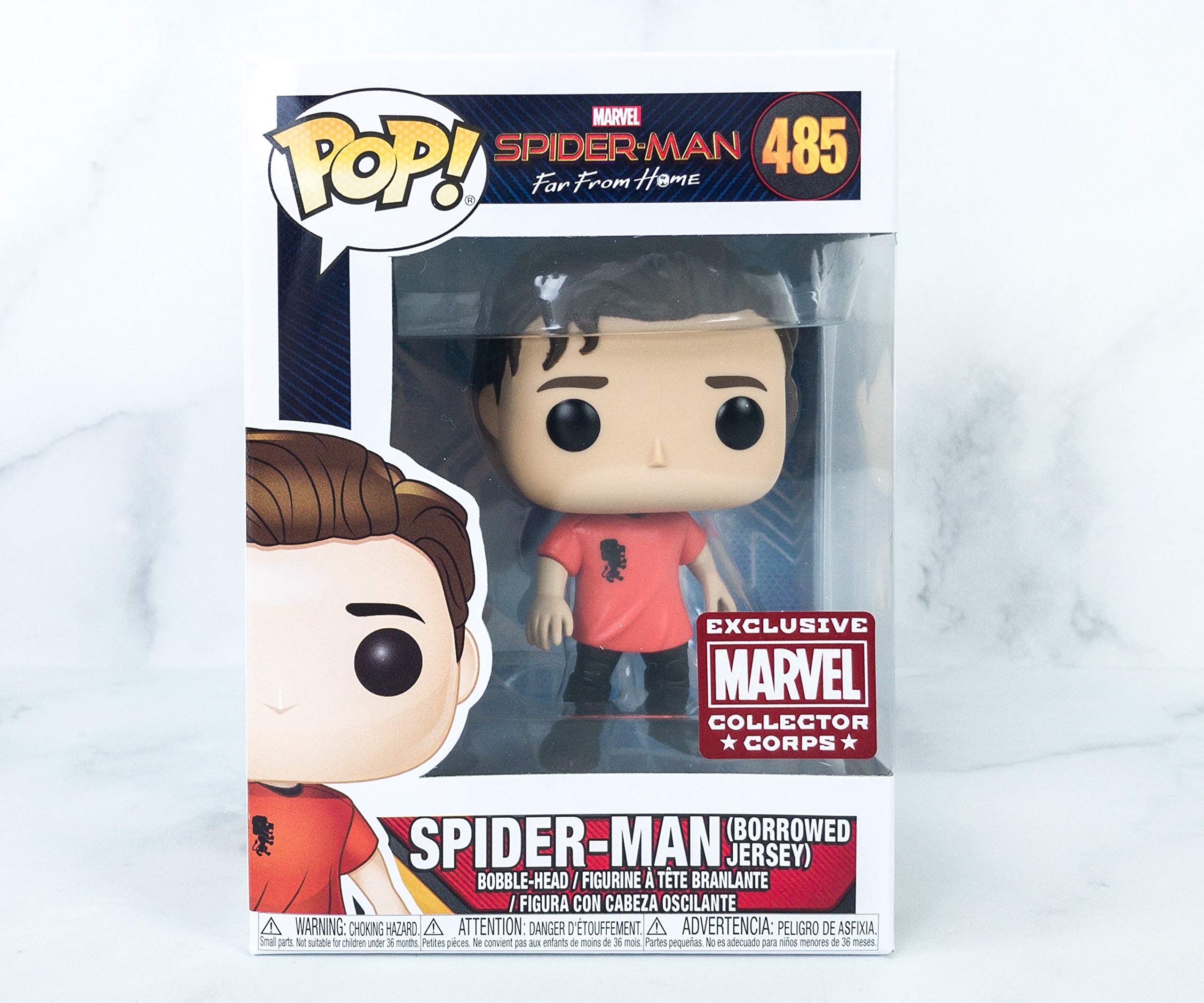 Funko POP! Marvel Spider-Man Far from Home #485 (Borrowed Jersey) Vinyl Figure - Exclusive Collectible for Marvel Fans, Home Decor & Gift for Superhero Lovers
