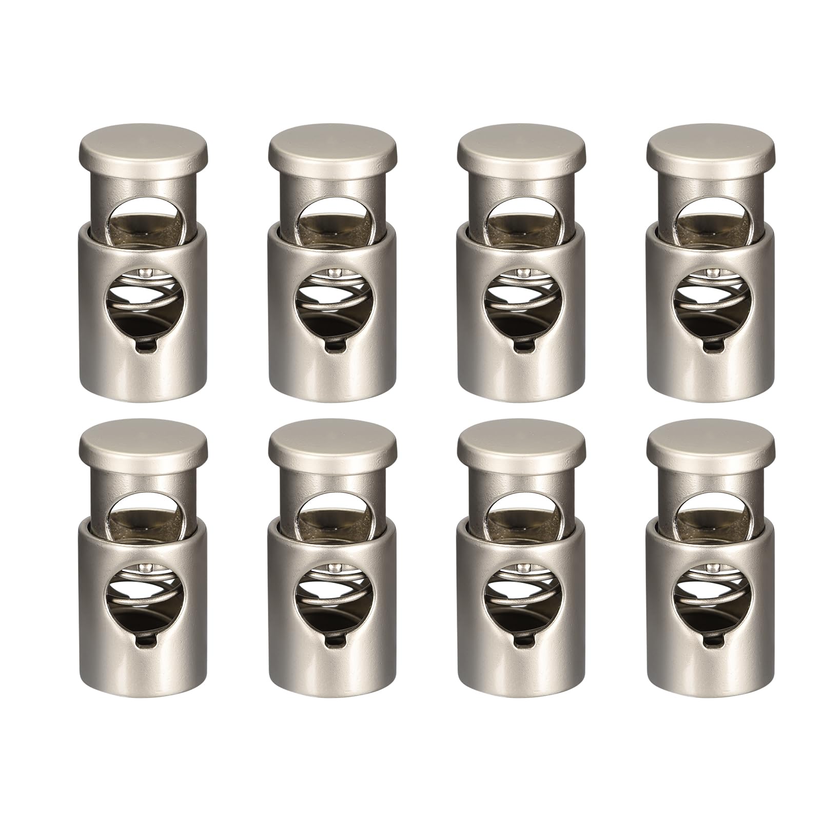 Metal Cord Locks 8Pcs - 6.5mm Single Hole Toggle Fastener for Backpacks & Drawstrings (Silver)