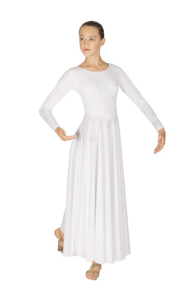 Eurotard Women's 13524 Long Sleeve Worship Dance Dress - Liturgical & Praise Performance Outfit for Church, Choir & Sacred Dance Events