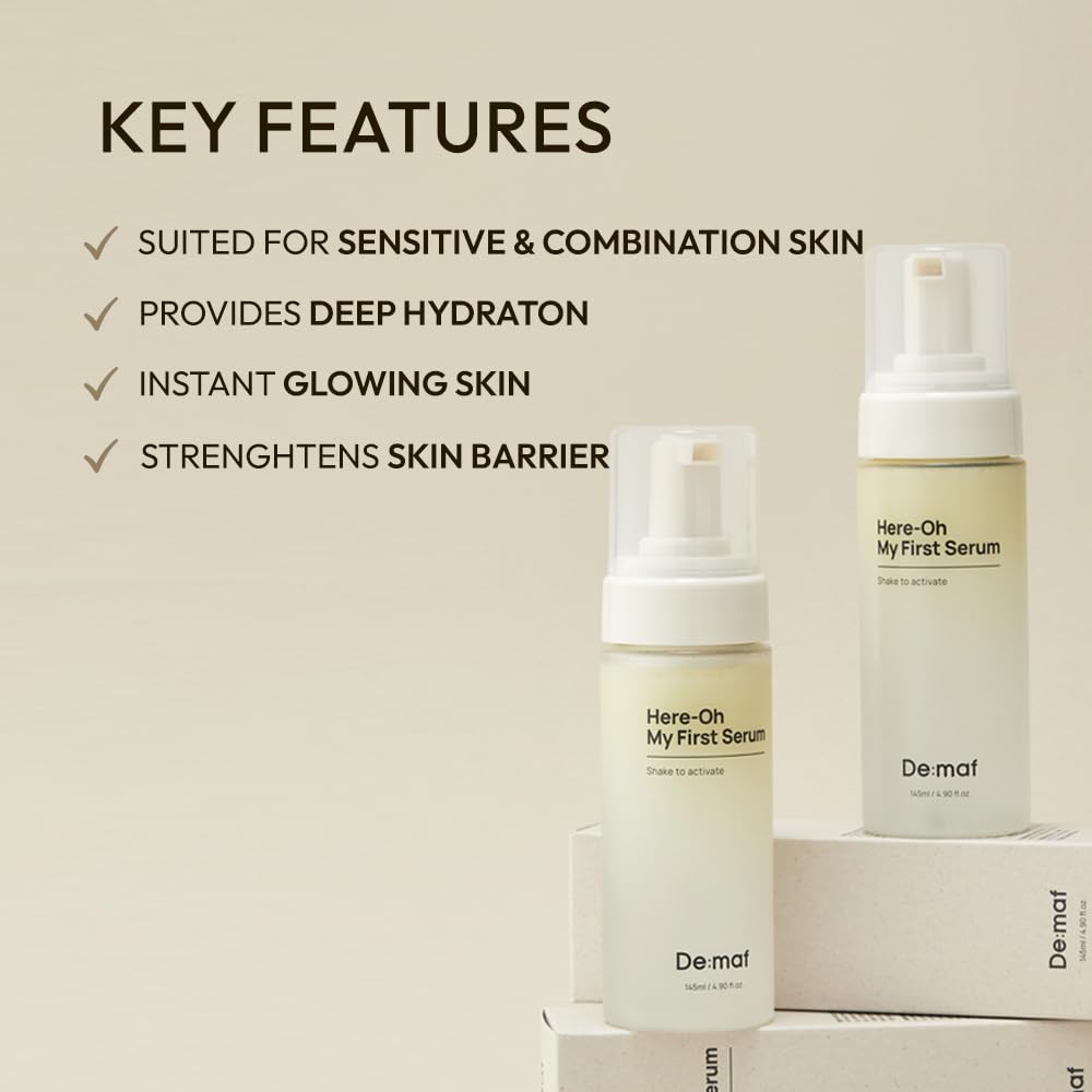 De:maf Hero Oh My First Serum A.K.A 145ml - Korean Hydrating Facial Serum for Dry Skin - Brightening & Anti-Aging Skincare - Perfect for Daily Moisturizing Routine & Night Care