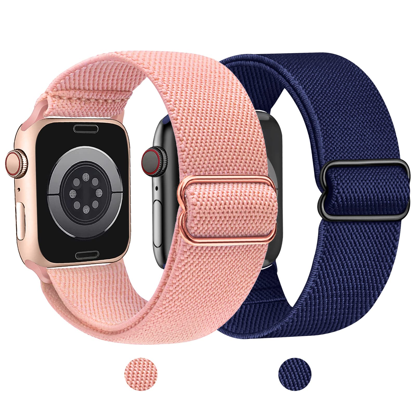 Stretchy Nylon Apple Watch Bands for Women & Men - Soft Braided Sport Straps Compatible with iWatch Series 8/7/6/5/4/3/2/1/SE (38mm 40mm 41mm 42mm 44mm 45mm 49mm) - Perfect for Workouts, Running & Everyday Wear