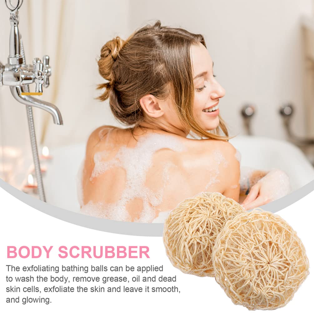 FOMIYES 3-Pack Natural Loofah Bath Sponges - Exfoliating Shower Ball with Sisal Mesh for Deep Cleansing & Skin Renewal | Perfect for Body Scrub, Spa Day, and Gentle Exfoliation in Bath or Shower