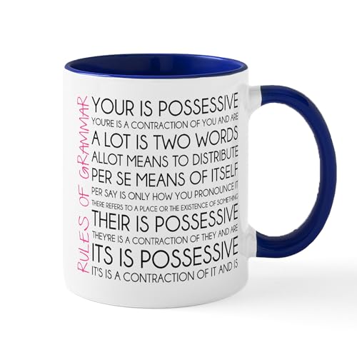 White/Navy Inside - Rules Of Grammar Mug