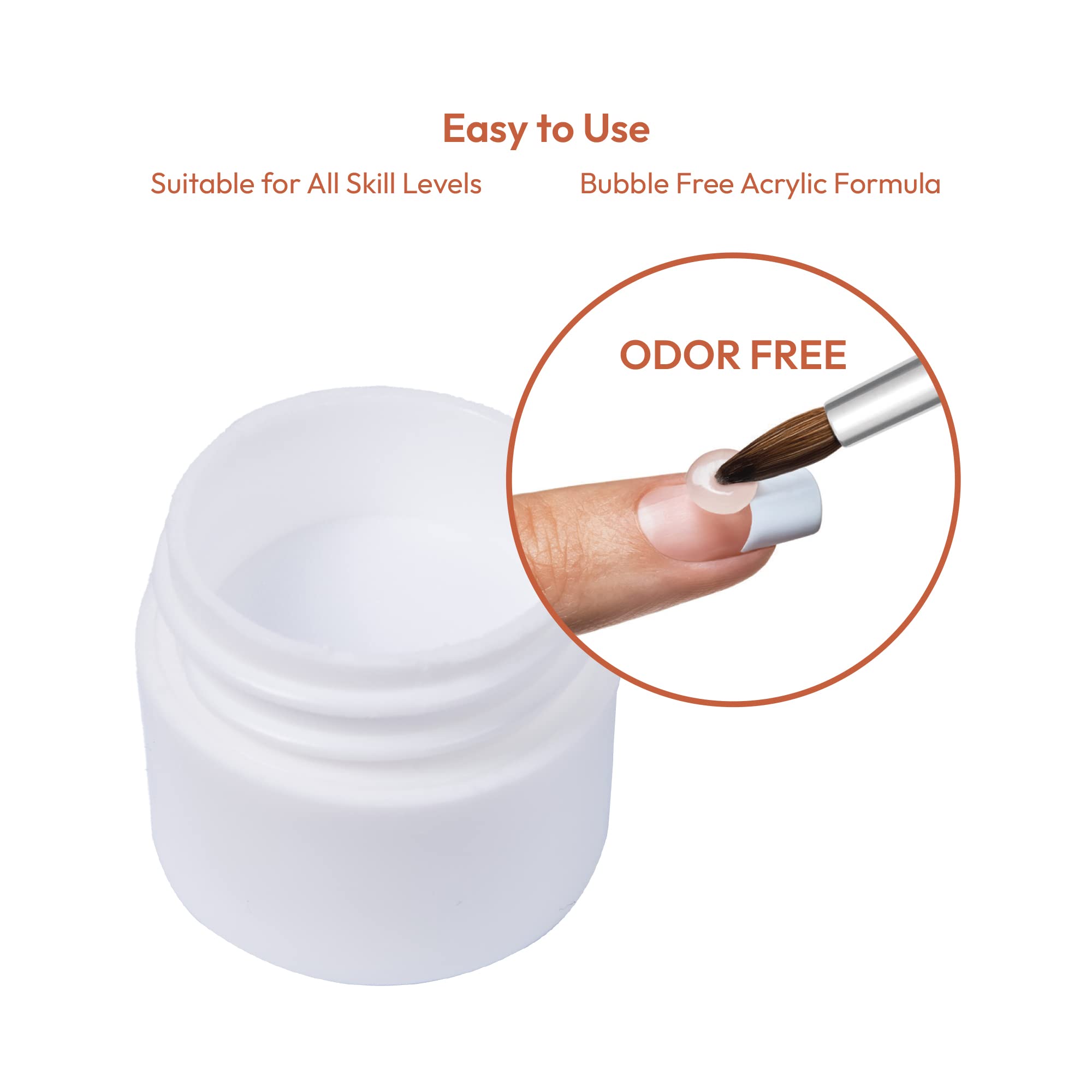 Professional Odorless Acrylic Nails Kit - 0.5oz Acrylic Liquid & 0.25oz Powder Set for Nail Extensions | Made in USA | Perfect for Beginners, DIY Manicures & Salon Quality Nails at Home