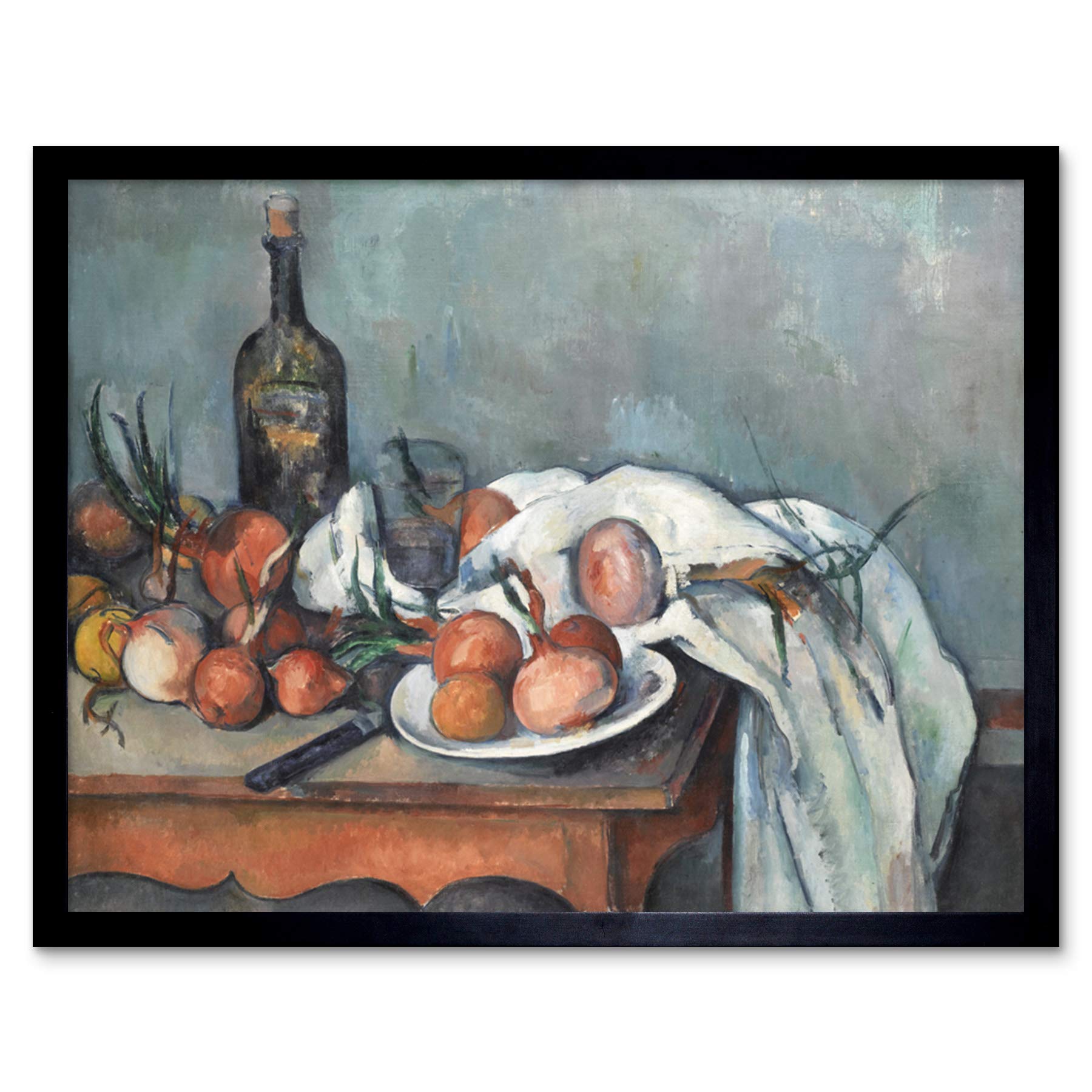 Paul Cezanne Still Life With Onions Art Print - Framed Wall Decor Poster 12x16 Inches - Perfect for Living Room, Bedroom & Office Decor