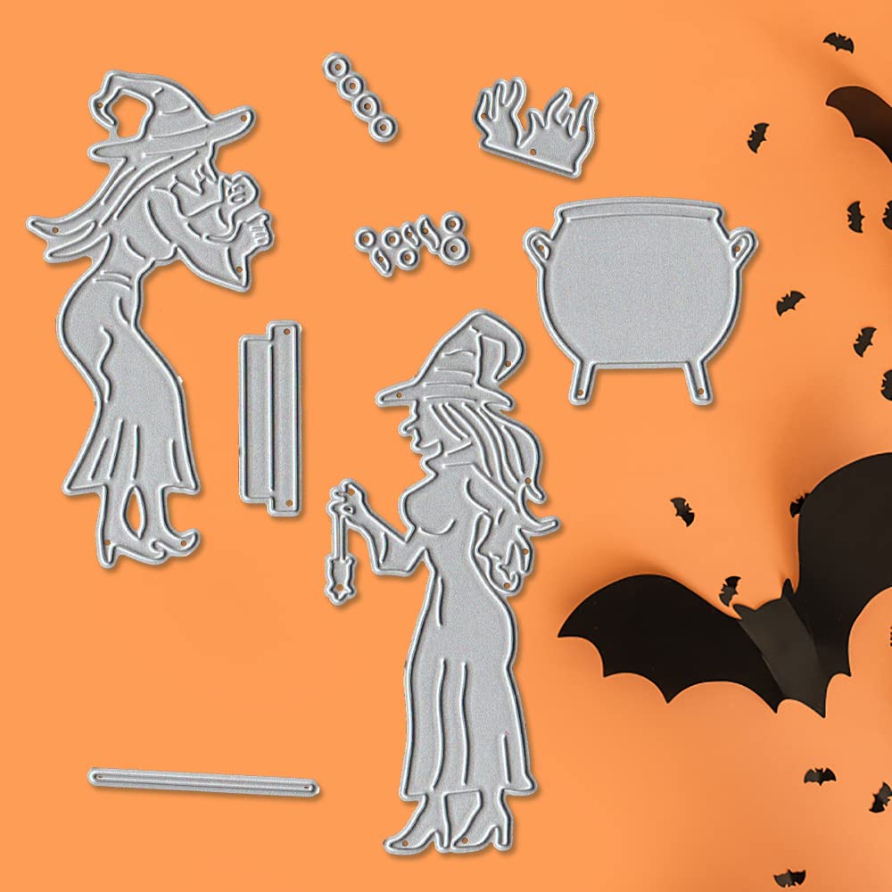 ALIBBON Halloween Witches Die Cuts Set - Metal Stencils for Card Making, Scrapbooking & Paper Crafts - DIY Magic Potion Embossing Templates for Photo Albums, Greeting Cards & Home Decor - Perfect for Halloween Parties, Witch-Themed Events & Creative Gift Making