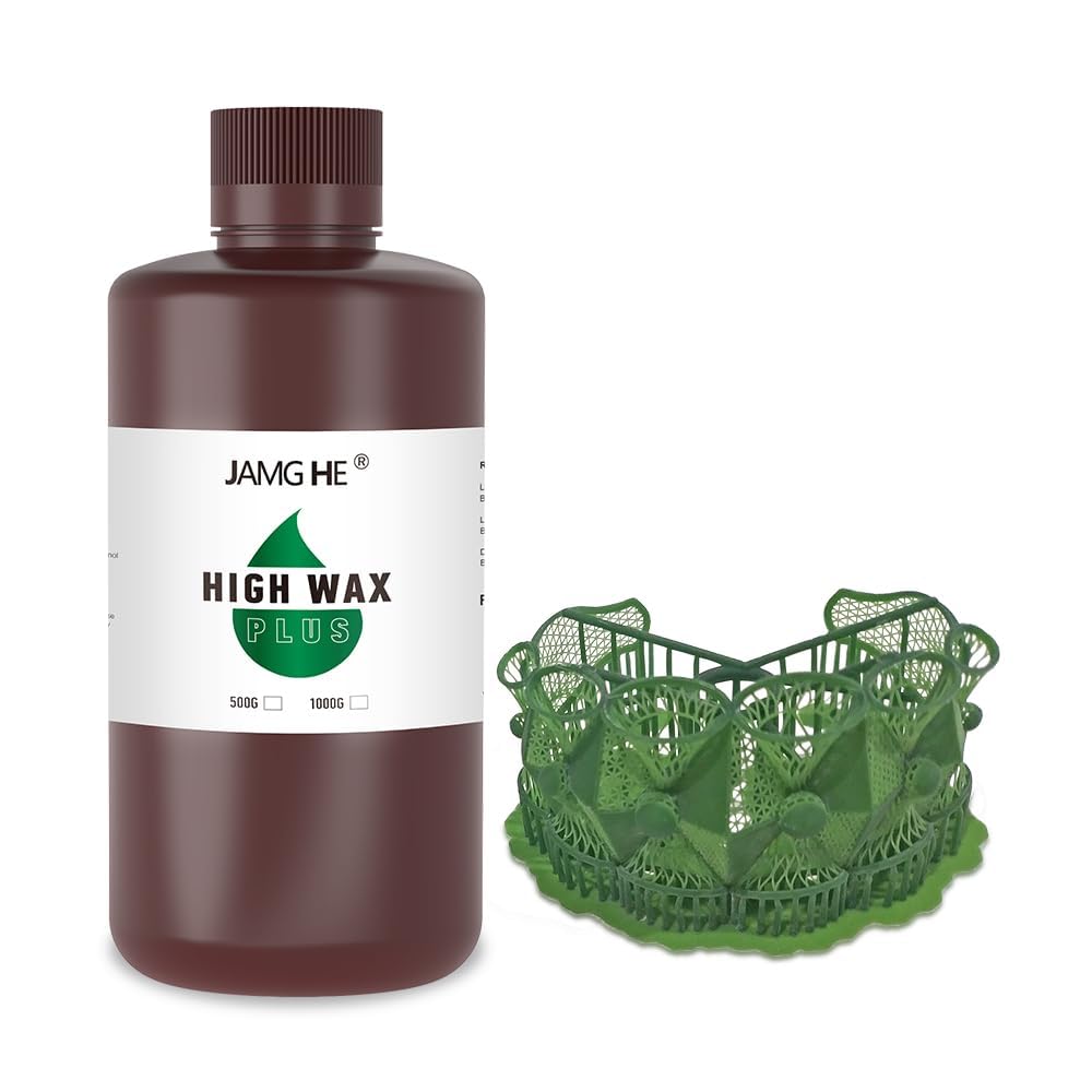 JAMG HE Jewelry Casting Resin - High Wax Plus 3D Printer Resin for DLP/LCD/Mono SLA Printers (500g) | Perfect for Jewelry Making, Dental Models & Detailed Prototypes