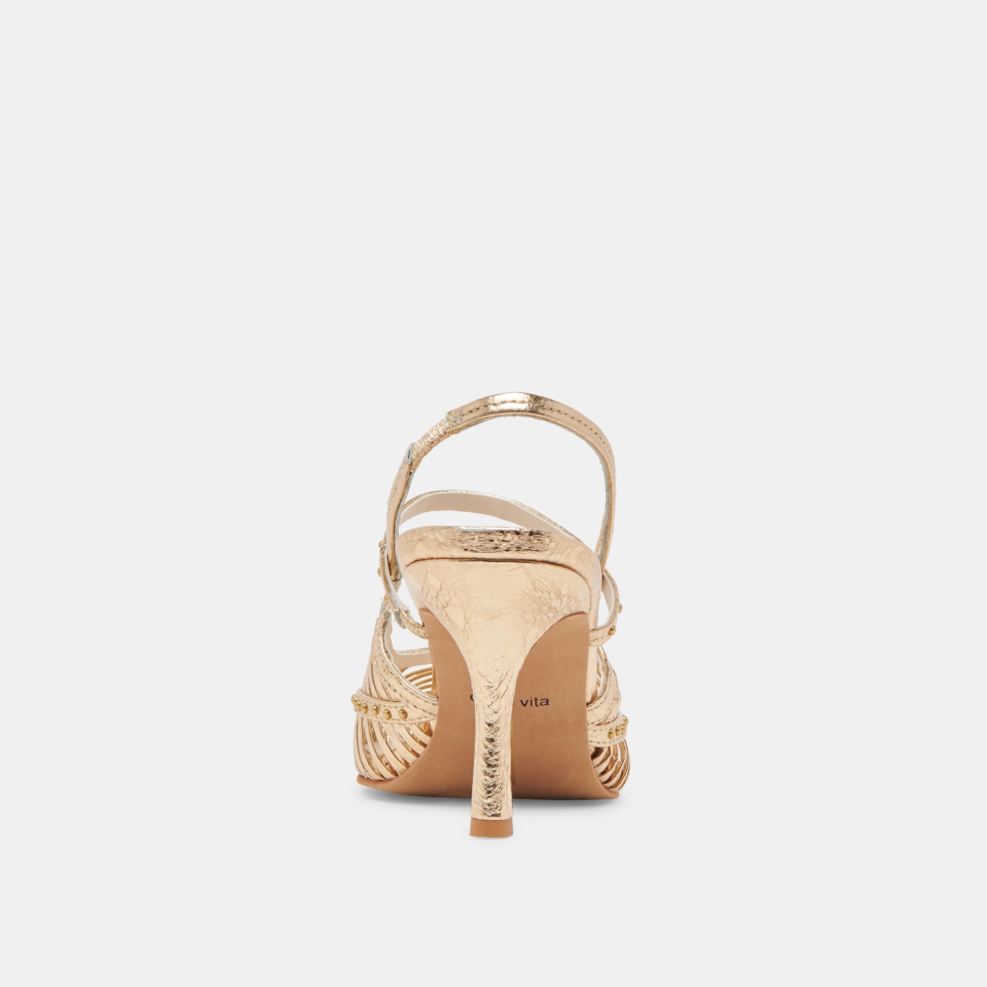 HENSAL Women's Gold Distressed Leather Heels - Stylish High Heels for Party, Wedding & Evening Events