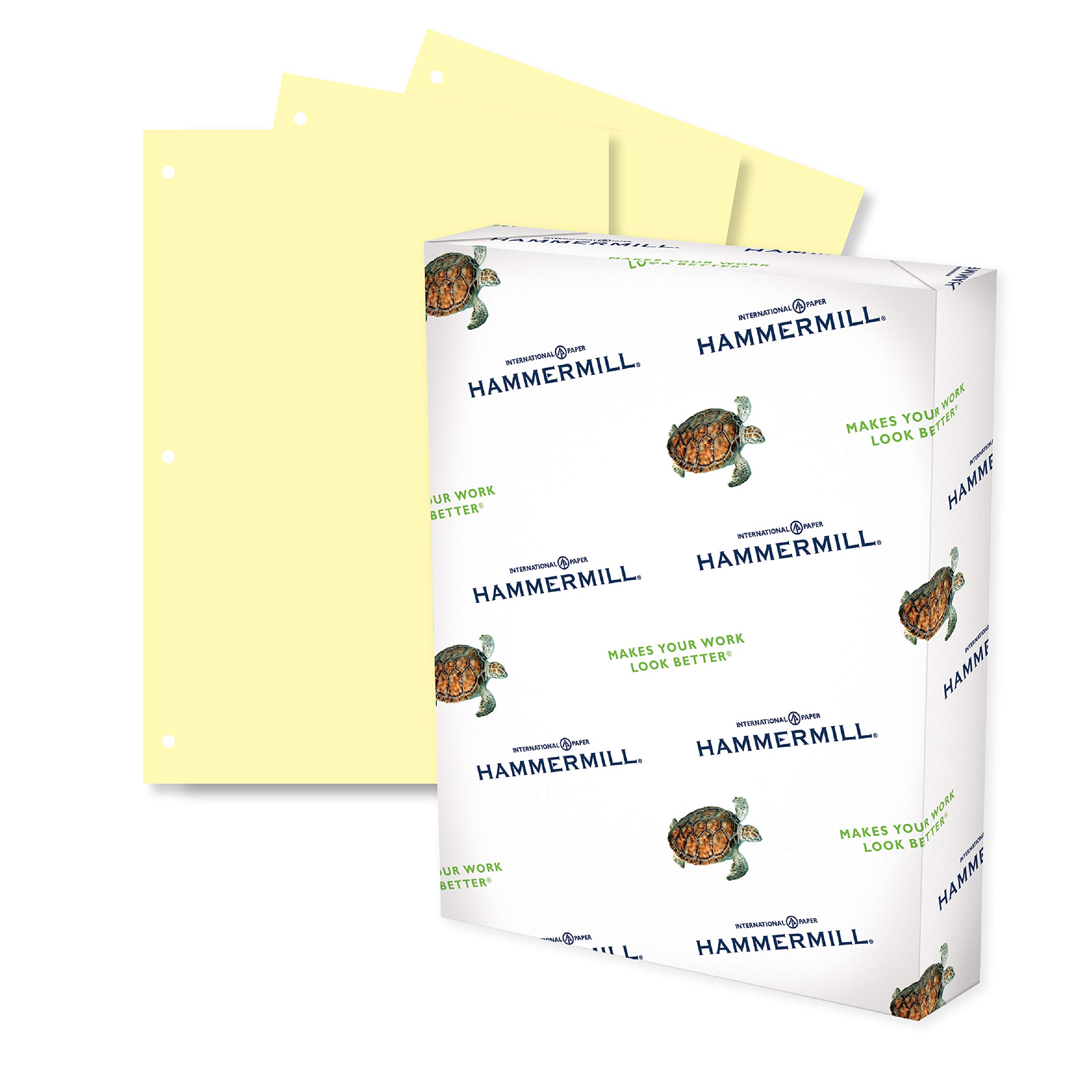 Hammermill 20 lb Canary Colored Printer Paper - 3 Hole Punched, 1 Ream (500 Sheets) - Pastel Paper, Made in USA - Ideal for School Projects, Office Printing & Crafting, 102921R