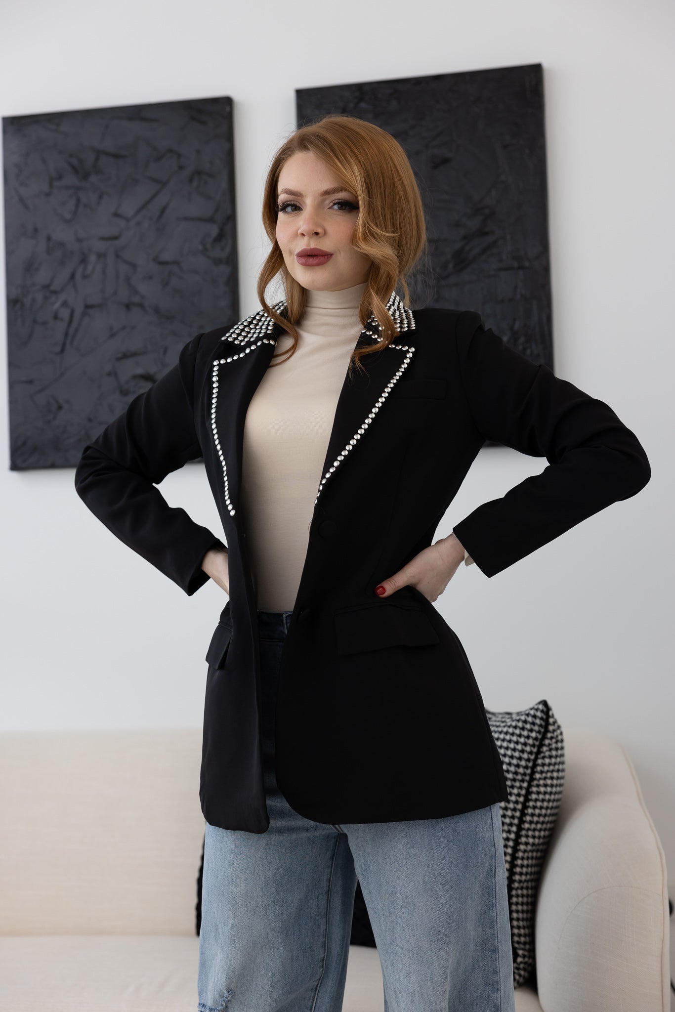 Zelia Studded Jacket for Women - Stylish Punk Rock Faux Leather Biker Coat with Metal Studs | Perfect for Concerts, Night Out & Edgy Streetwear Fashion