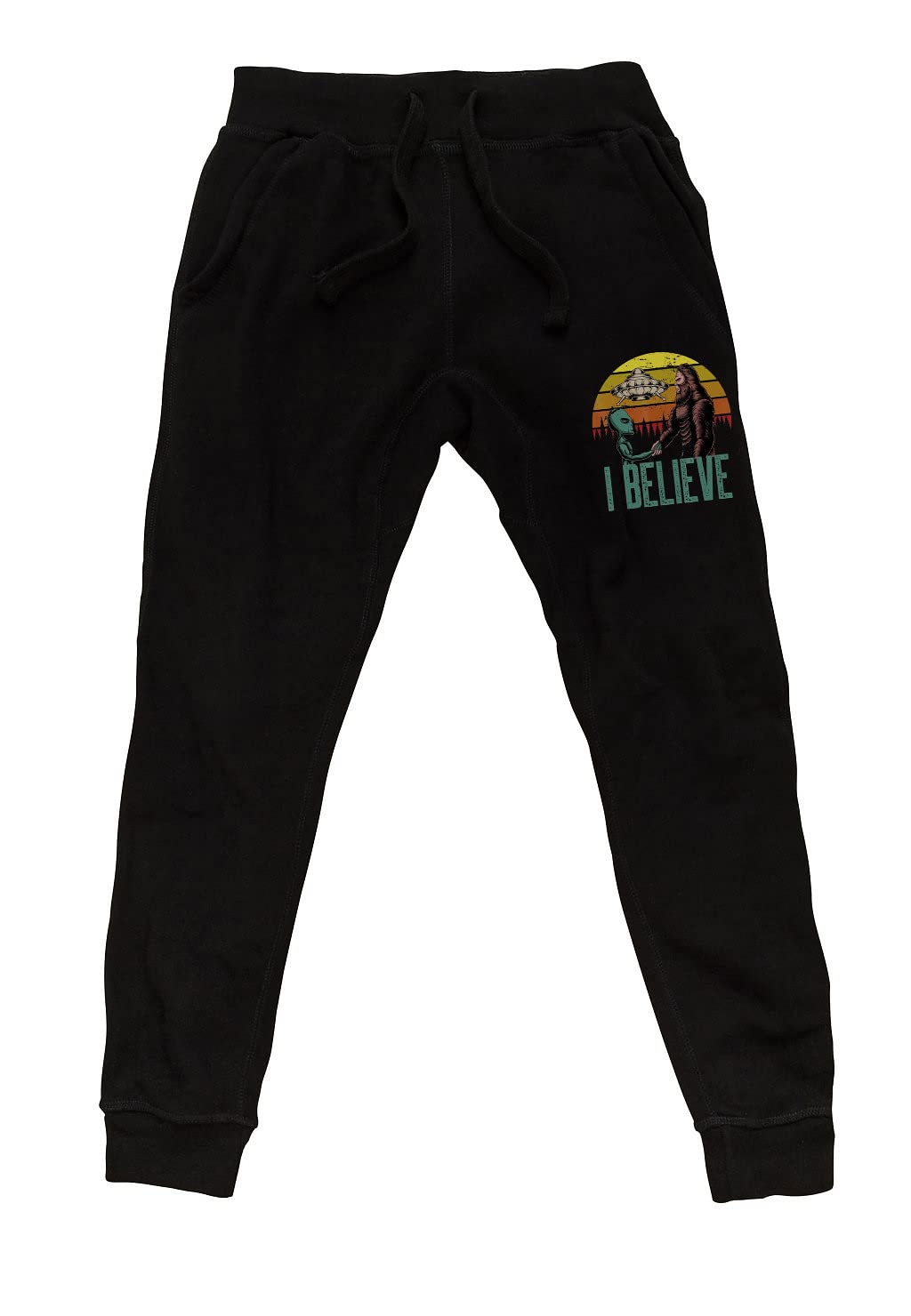 Koyotee Men's Bigfoot Alien Conspiracy Fleece Jogger Sweatpants - Comfortable Lounge Pants for Casual Wear, Home Relaxing & Outdoor Activities