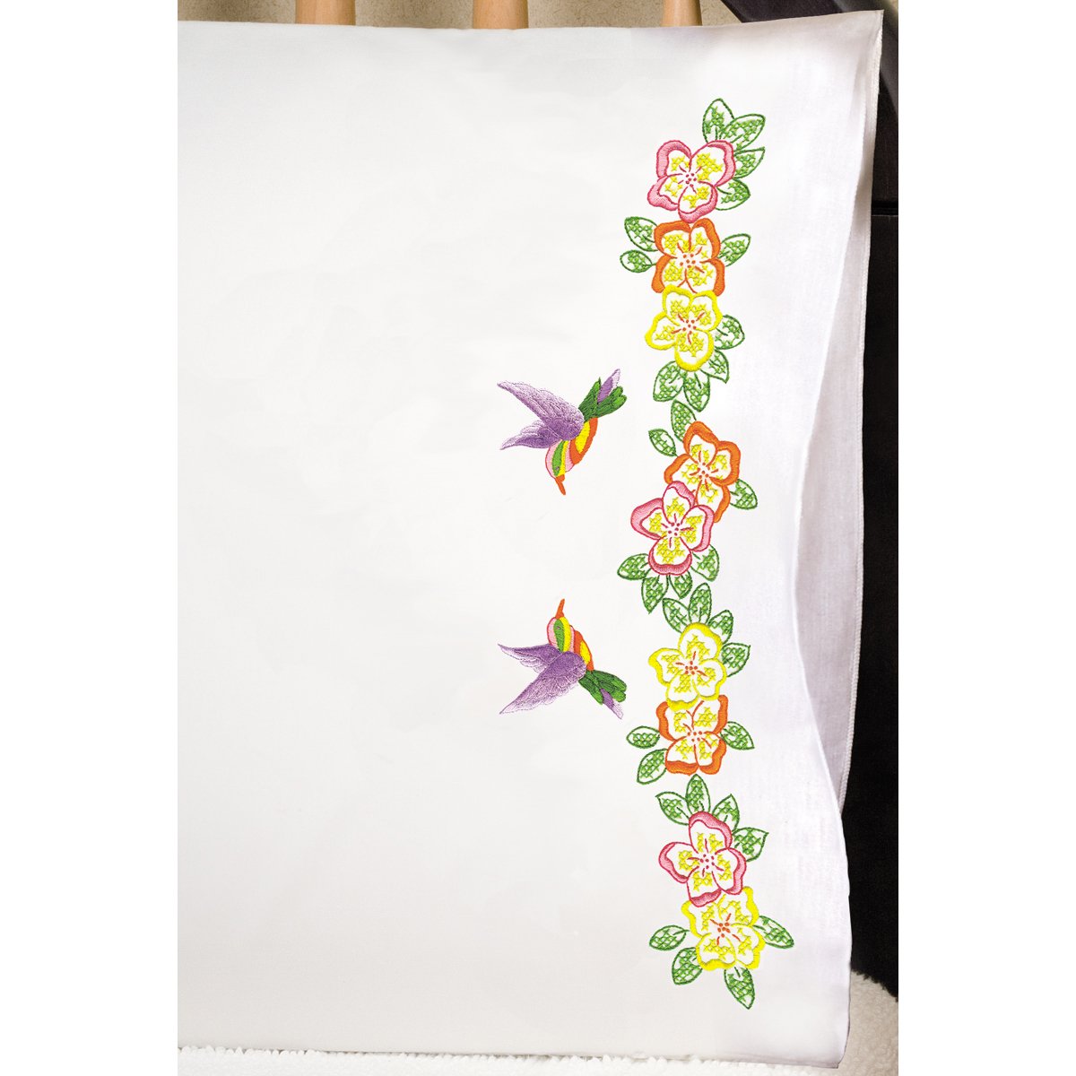 Premium Tobin Hummingbirds Embroidery Pillowcases - Soft Cotton Pillow Covers for Home Decor, Bedroom & Gift Ideas