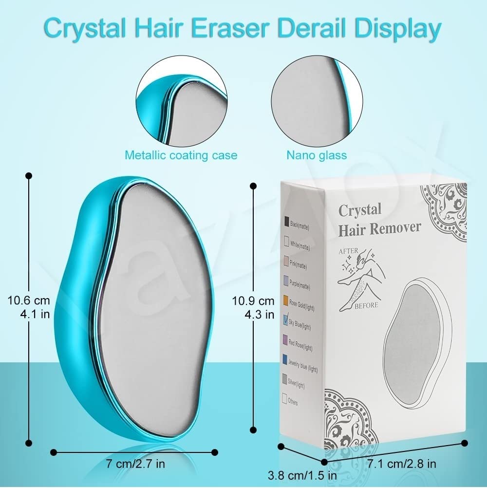 VazzLox Crystal Hair Remover for Women & Men - Upgraded Nano-Crystalline Technology, Painless & Reusable Hair Removal Stone - Best for Smooth Skin at Home, Travel, Spa & Salon Use
