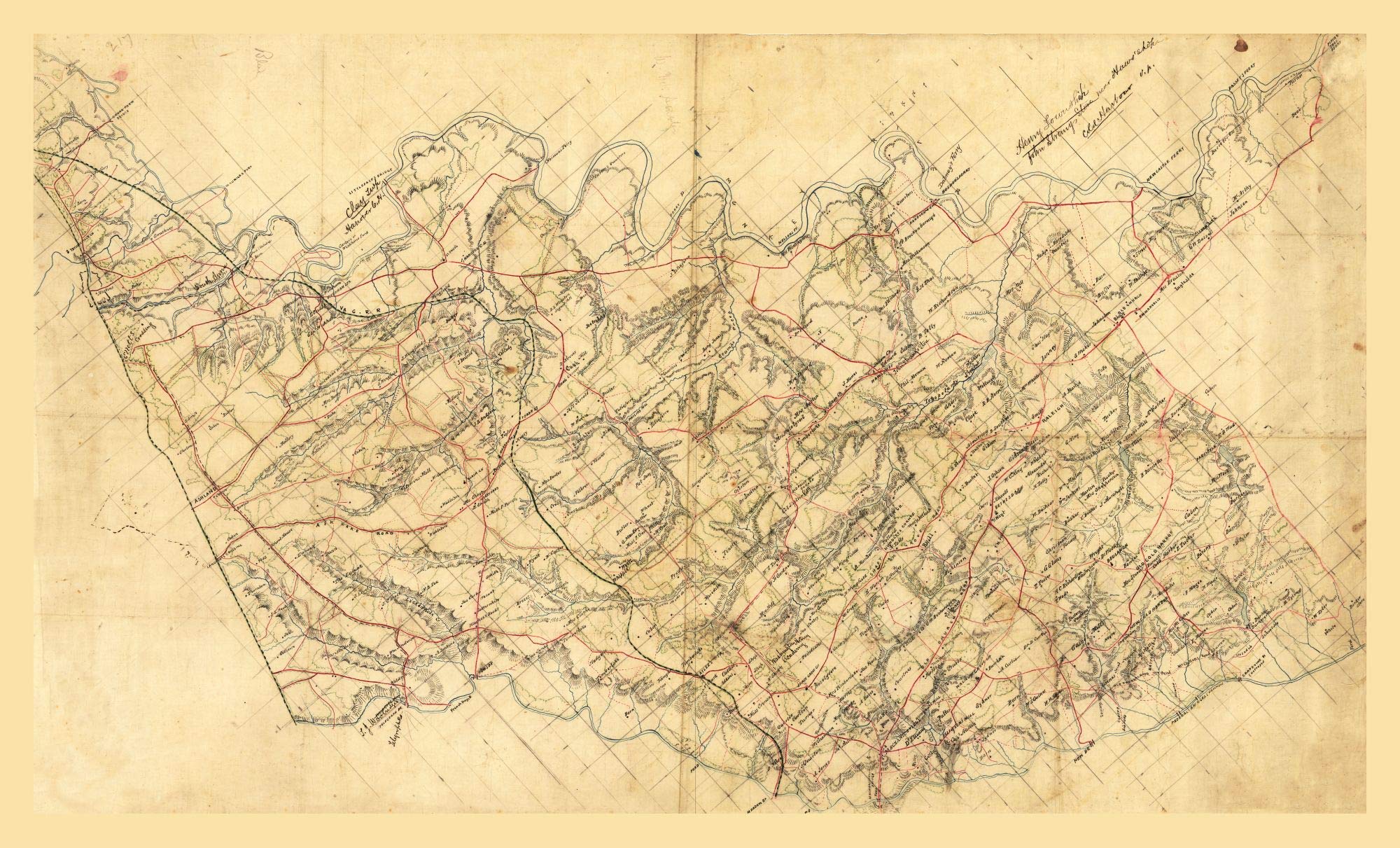 Vintage 1860 Historical Map of Hanover County Virginia - 23x38 Inch Matte Canvas Wall Art - Perfect for Home Decor, Office & Classroom