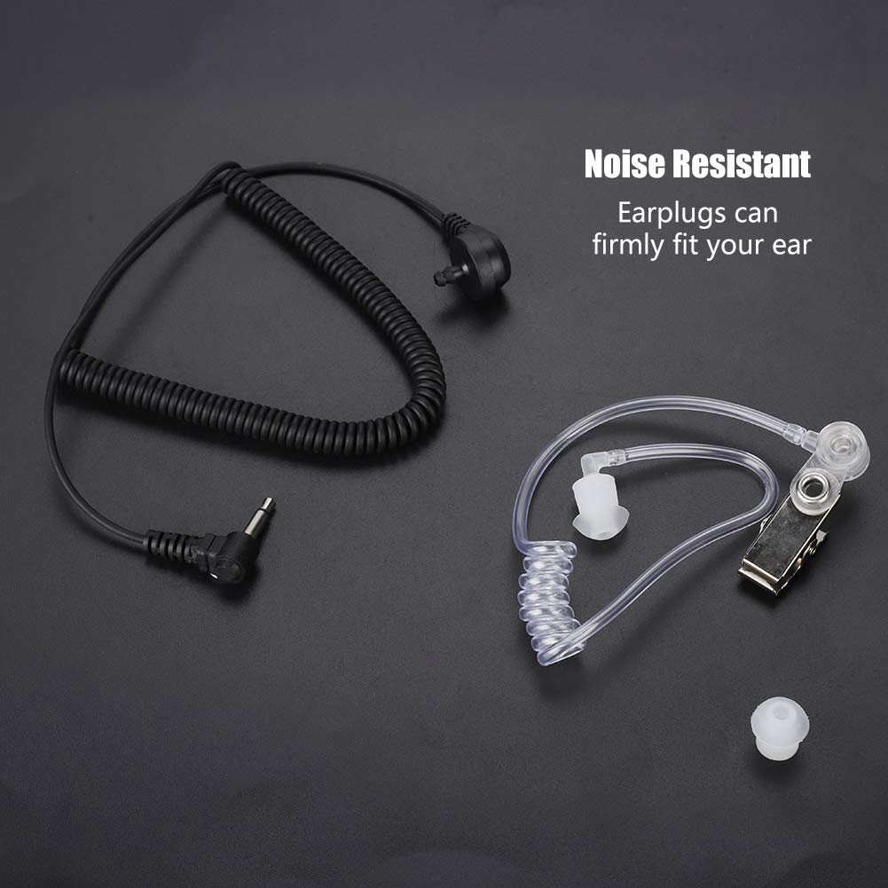 3.5mm Two-Way Radio Earpiece with PTT Mic & Acoustic Tube - Clear Security Headset for CB Radios | Police, Security, Construction & Outdoor Communication