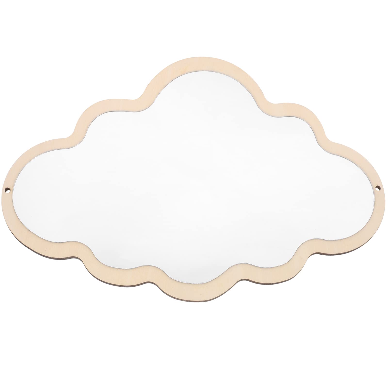 EXCEART Cloud Shaped Wooden Mirror - Decorative Wall Sticker & Tabletop Mirror for Home Decor, Kids Room, DIY Crafts, and Photo Props - Safe Non-Glass Design for Nursery & Playrooms