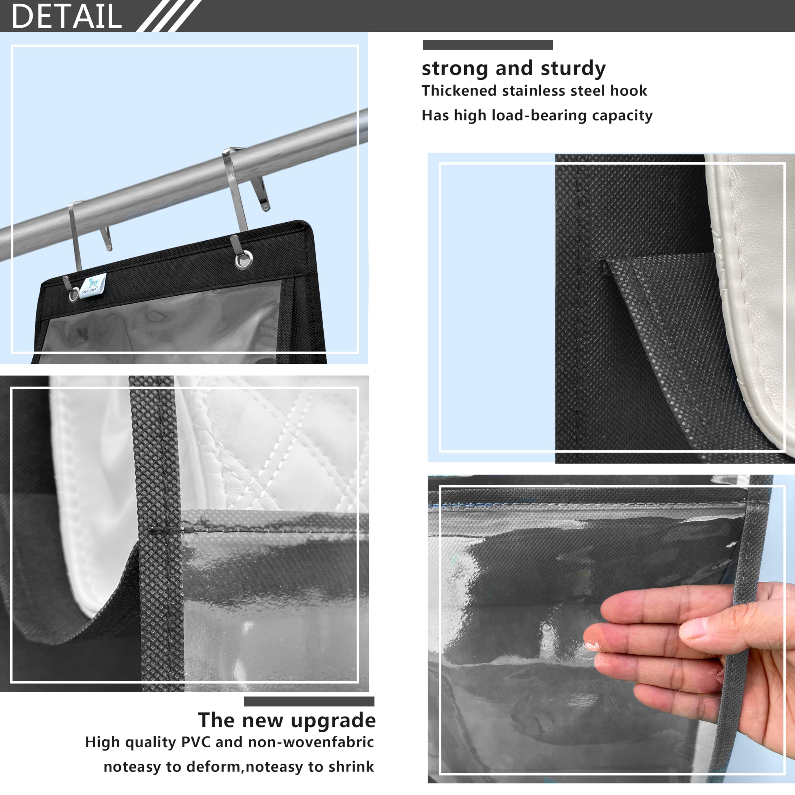 2-Pack Heavy Duty Over The Door Purse Organizer with Strong Hooks (No Door Frame Damage) - Holds Large Bags, Perfect for Closet Door Storage - Black - Ideal for Bedroom, Walk-in Closet & Dorm Organization
