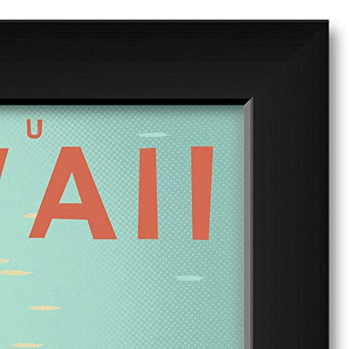 11x14 Inch Framed Hanauma Bay Oahu Hawaii Wall Art Print - Professional Travel Artwork by Benjamin W. Burch - Perfect for Beach House Decor, Living Room & Office Wall Decor