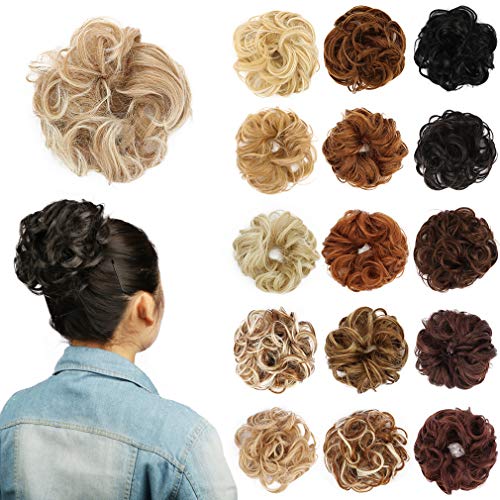 STYLER Messy Bun Hair Pieces for Women - Synthetic Curly Donut Updo Hair Extension (27T613) - Perfect for Parties, Weddings & Everyday Styling