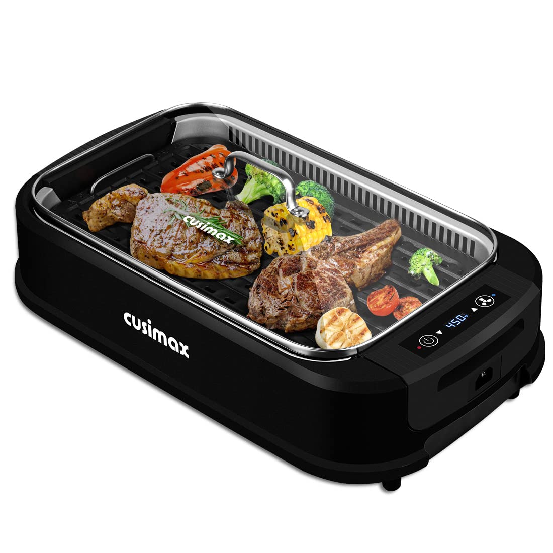 CUSIMAX Electric Smokeless Grill - Indoor Korean BBQ with Turbo Smoke Extractor, Non-Stick Plate for Party Cooking