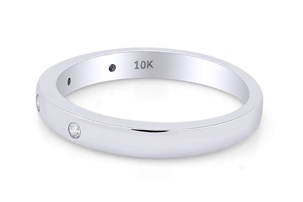 10K Solid Gold Diamond Accent Wedding Band Ring (0.04 CTTW) - Elegant Bridal Jewelry for Engagement, Anniversary & Special Occasions